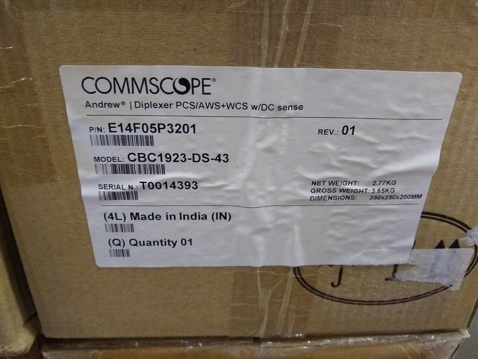 NEW COMMSCOPE Diplexer PCS/AWS+WCS DC Sense CBC1923-DS-43 / E14F05P32