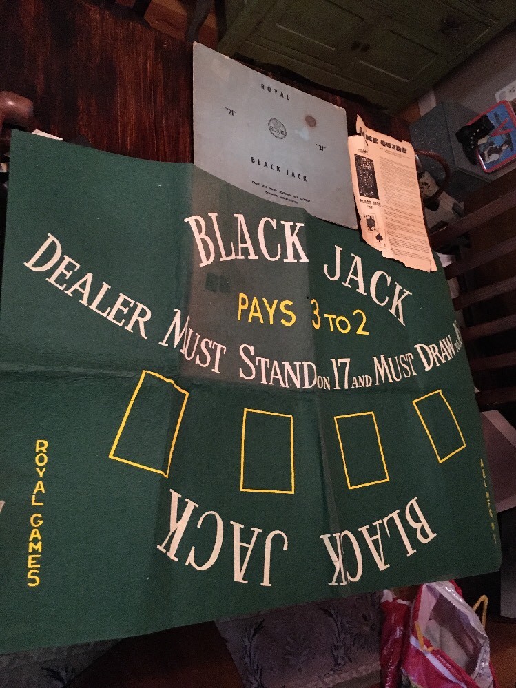 Vintage Royal "21" Style Blackjack and Craps Table Felt