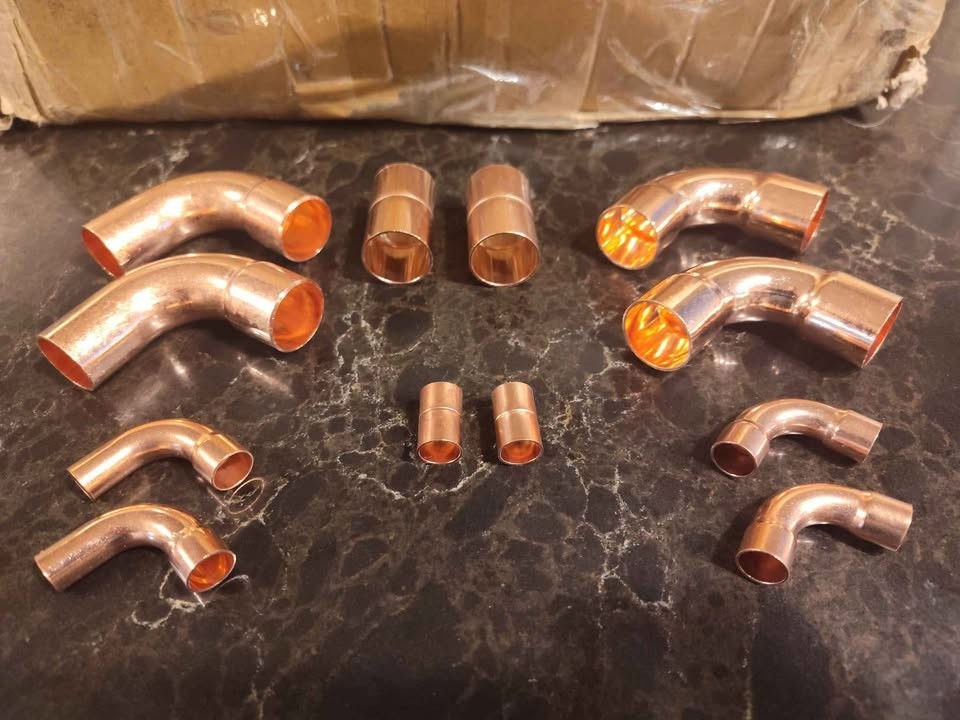 3/8" & 3/4" OD HVAC Long Radius Copper Kit - (2) Coupling,(2) 90's,(2) Street