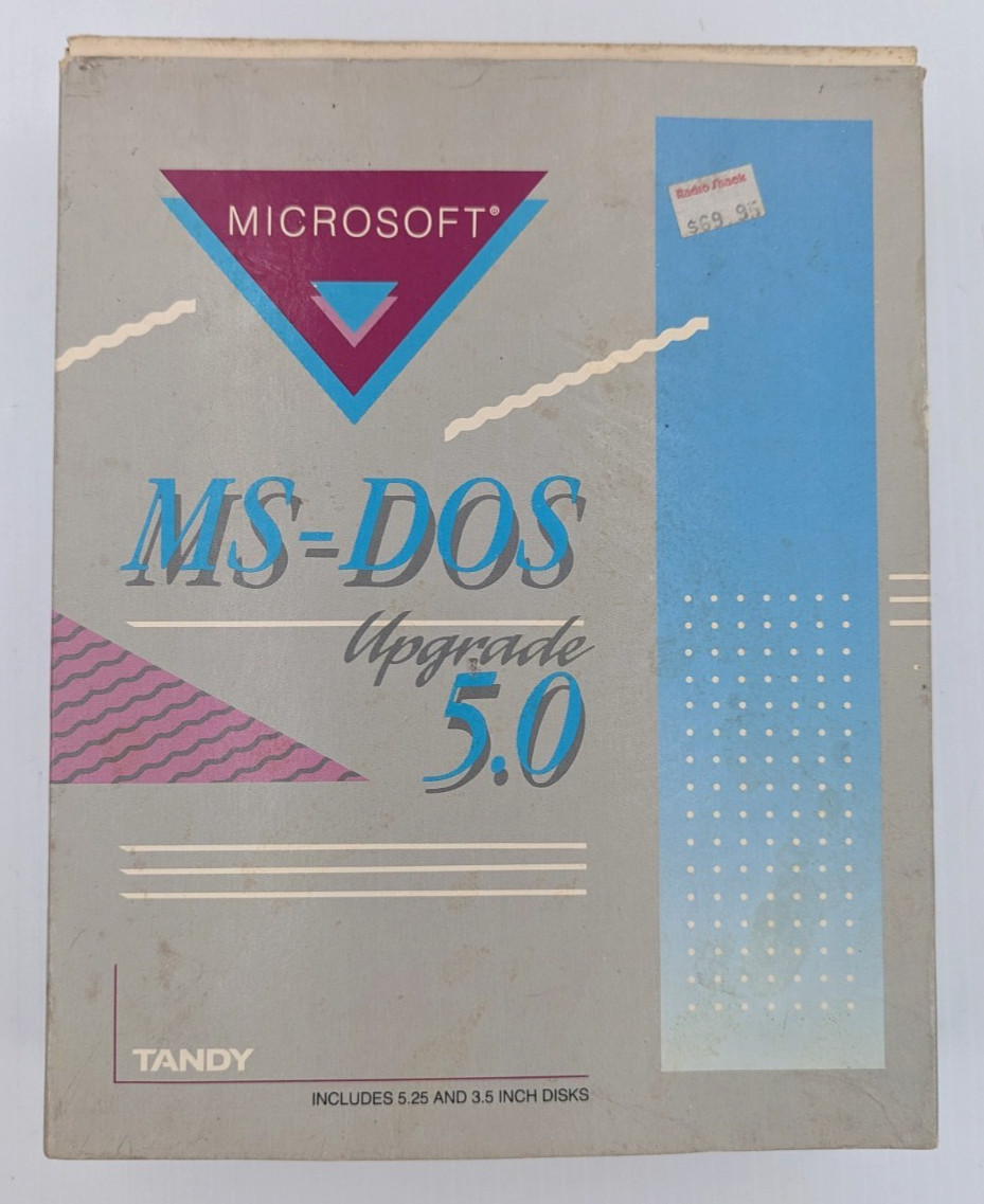 Microsoft MS-DOS 5.0 Tandy Upgrade Boxed Software Set 5.25" Floppy Disks Only