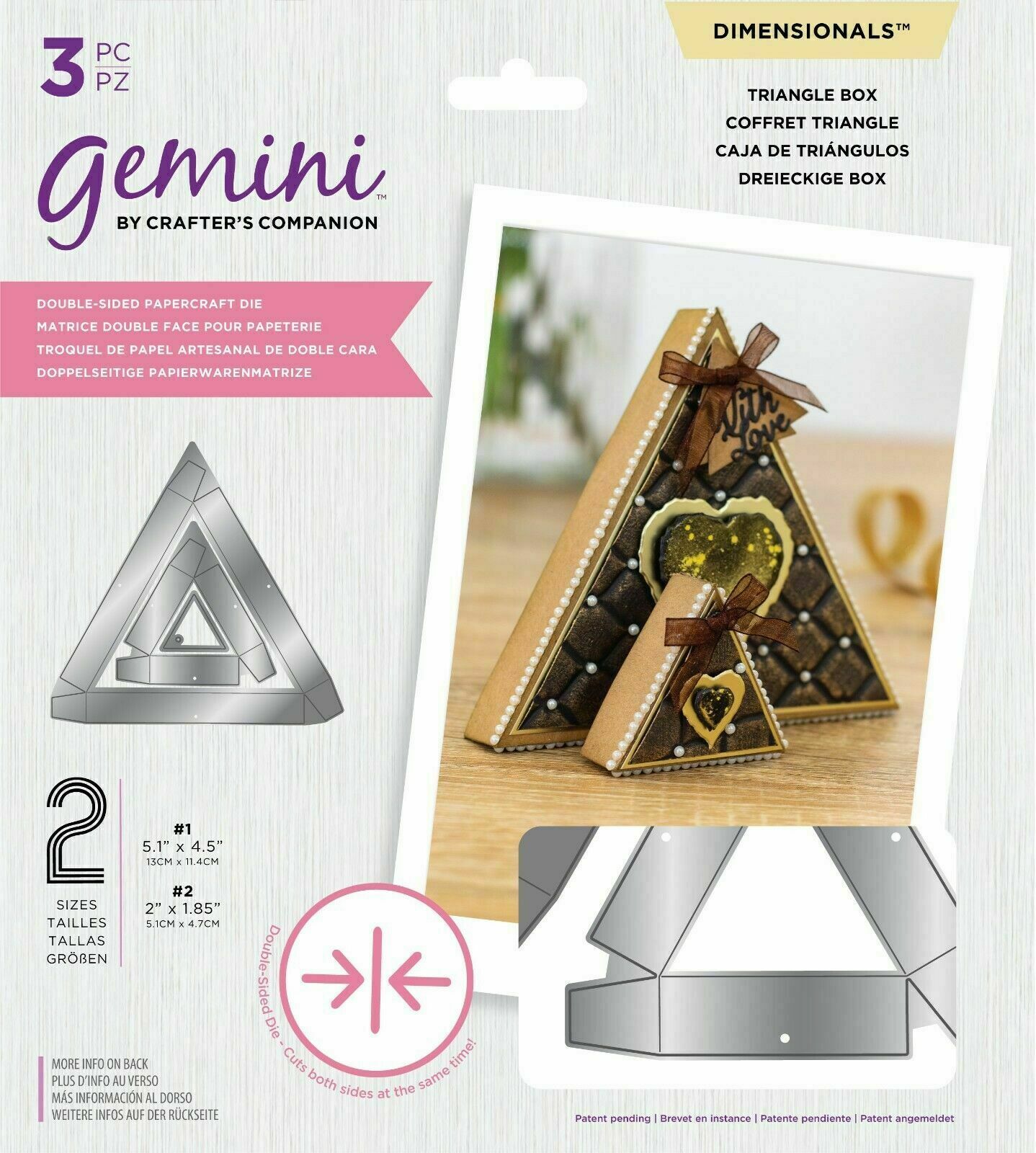 Double Sided Box Dies & Cutting Plates Crafter's Companion Triangle Box new