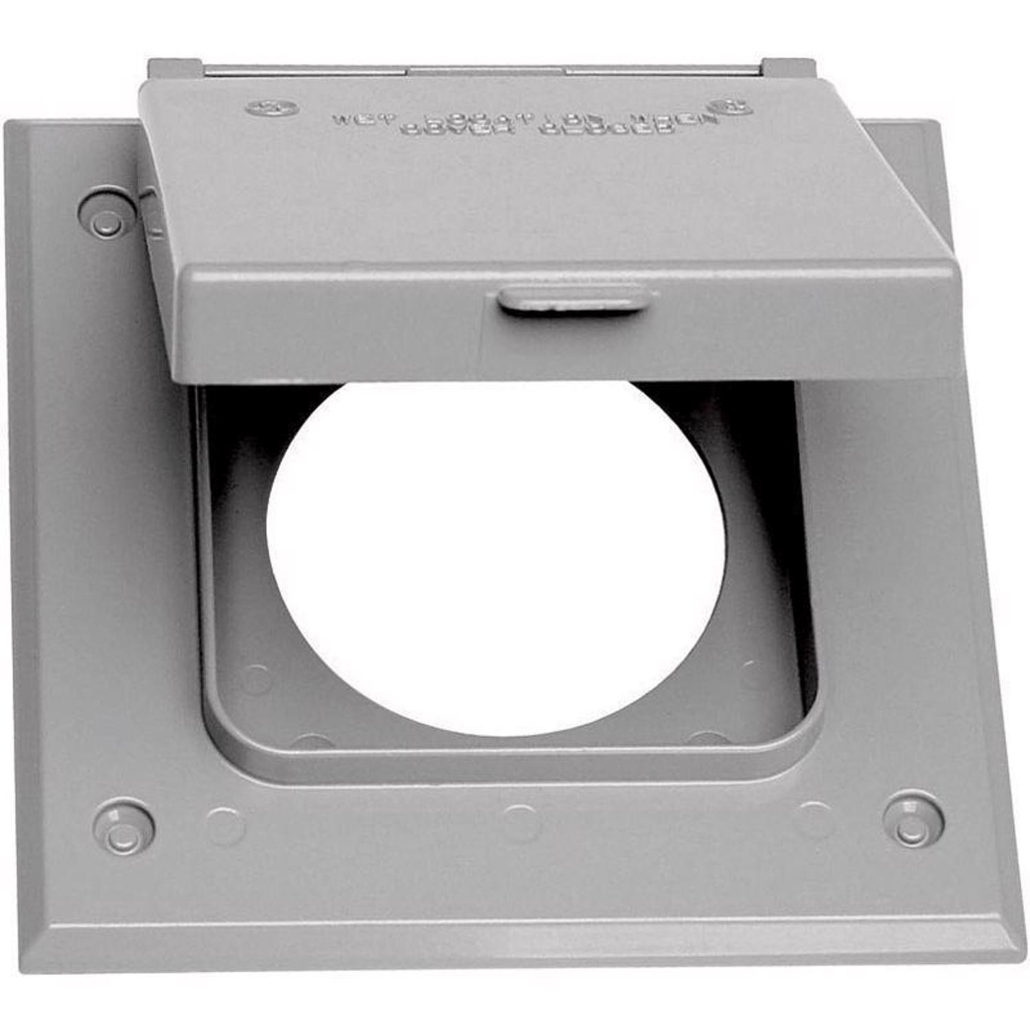 Sigma Electric Gray Metal 2-Gang Square 20/50A Receptacle Cover 4.57 H x 2.83 W