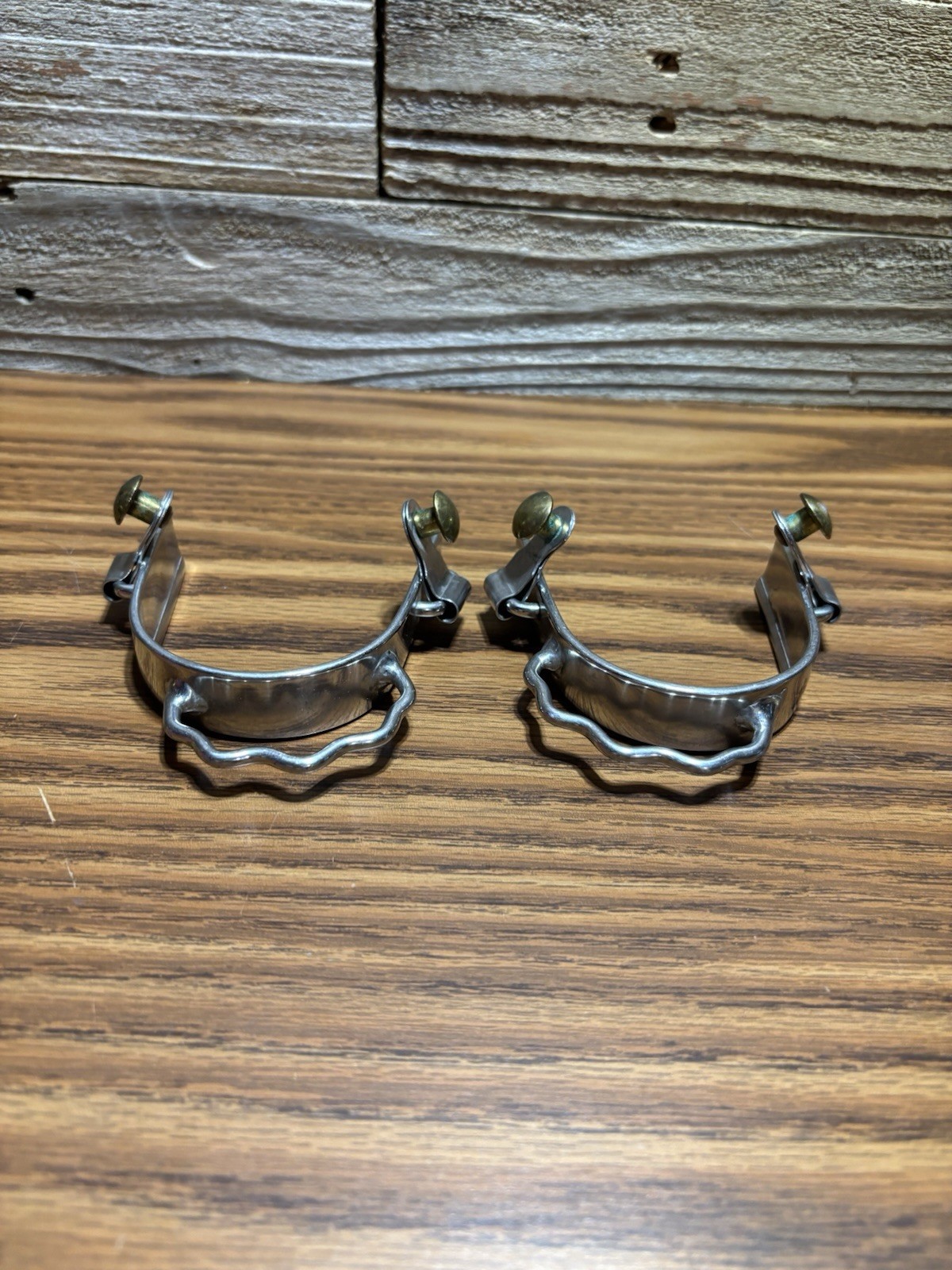Western Stainless Steel Bumper Spurs Brass Buttons