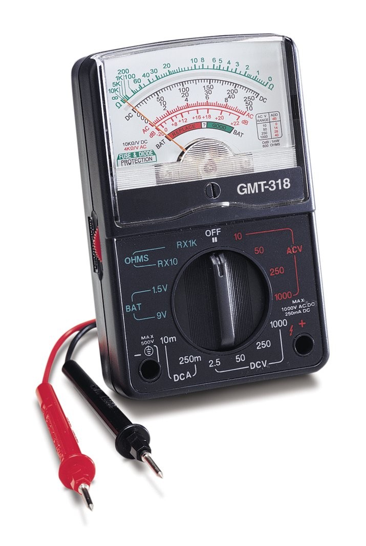Gardner Bender GMT-318 Analog Multimeter, 6 Function, 14 Range, 500V, Black