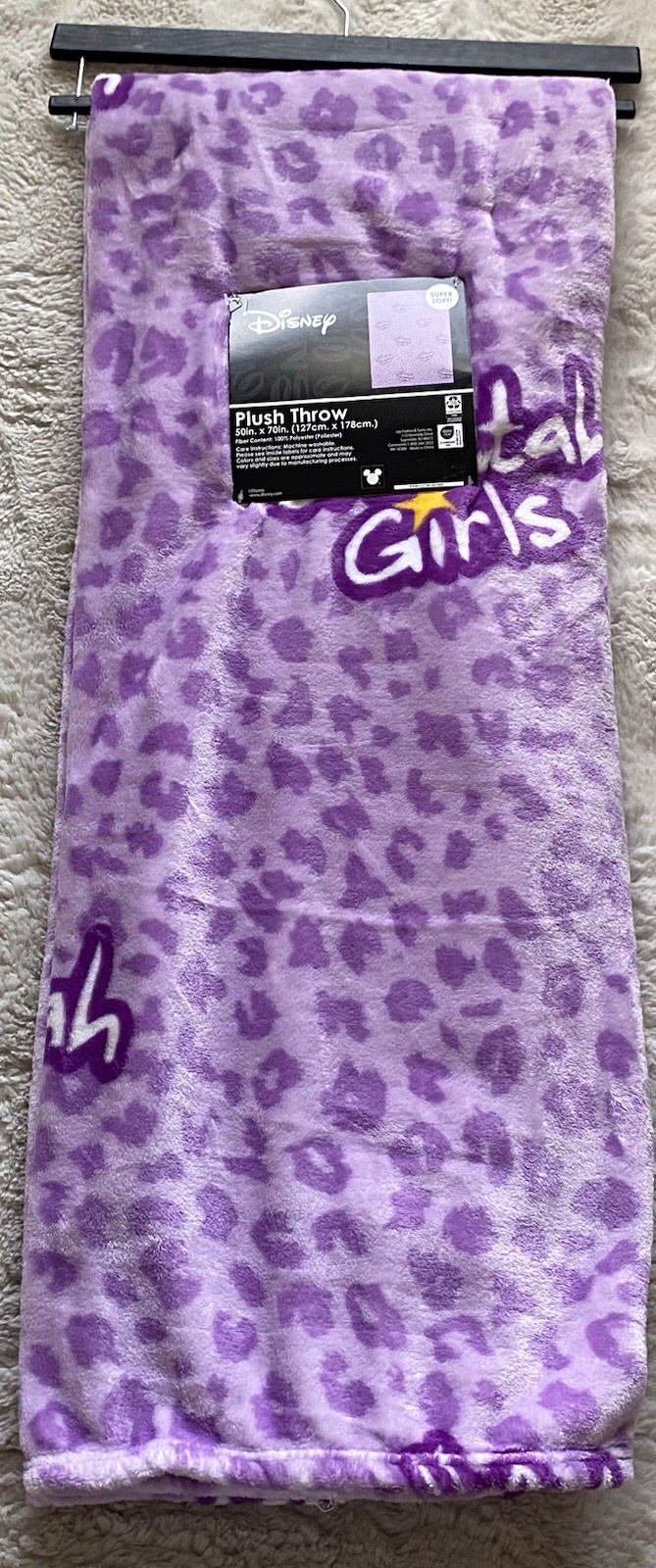 Disney The Cheetah Girls Movie Plush Throw Blanket Purple Leopard 50” X 70” NEW