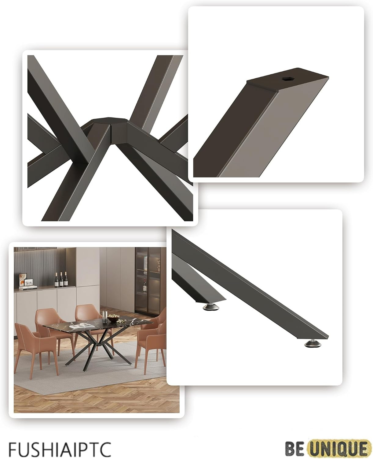 28" Heavy Metal Dining Table Base with Adjustable Footrest for DIY Projects
