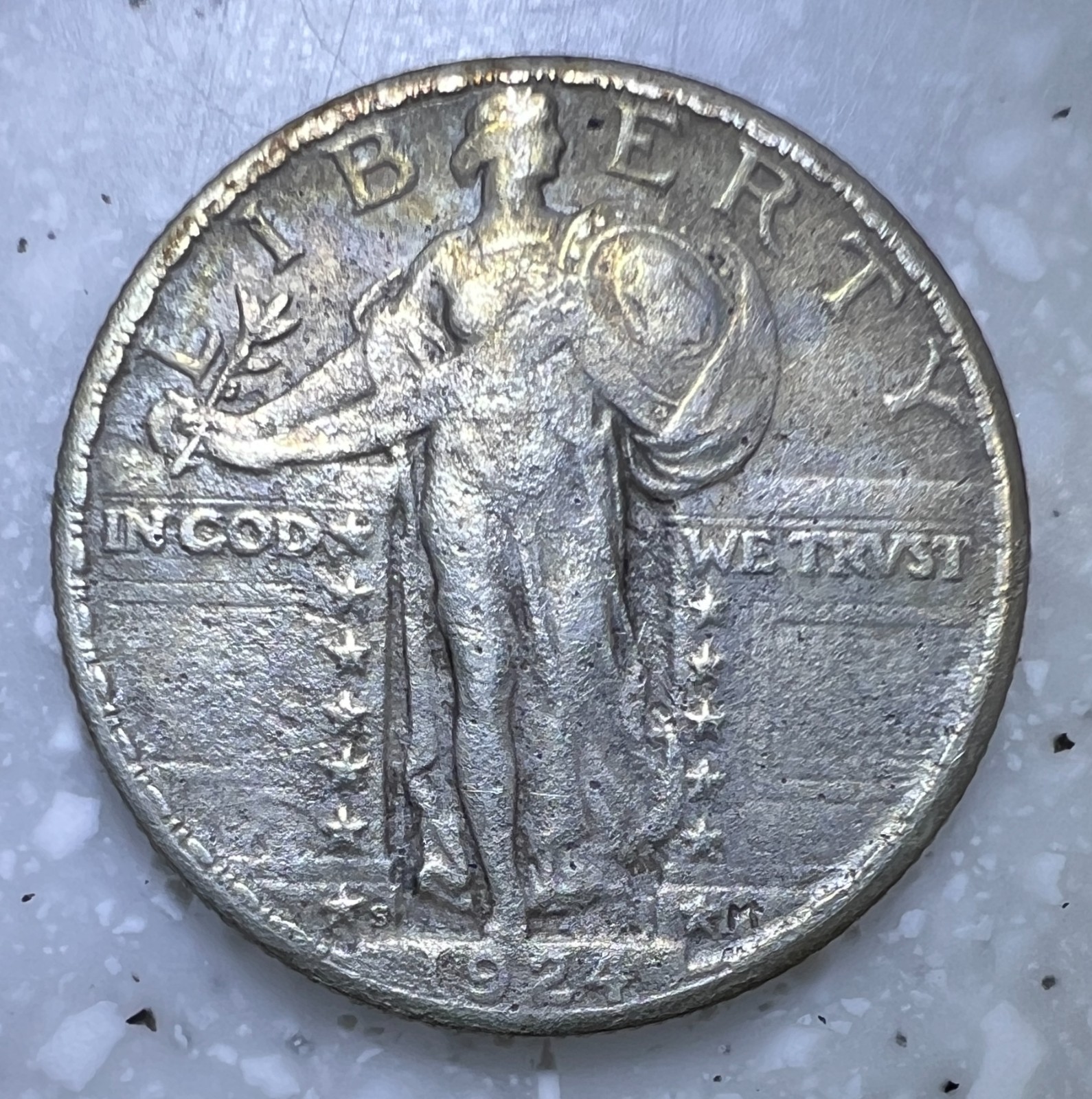1924-S  Standing Liberty 25c Quarter - XF - Rough Surface Obverse