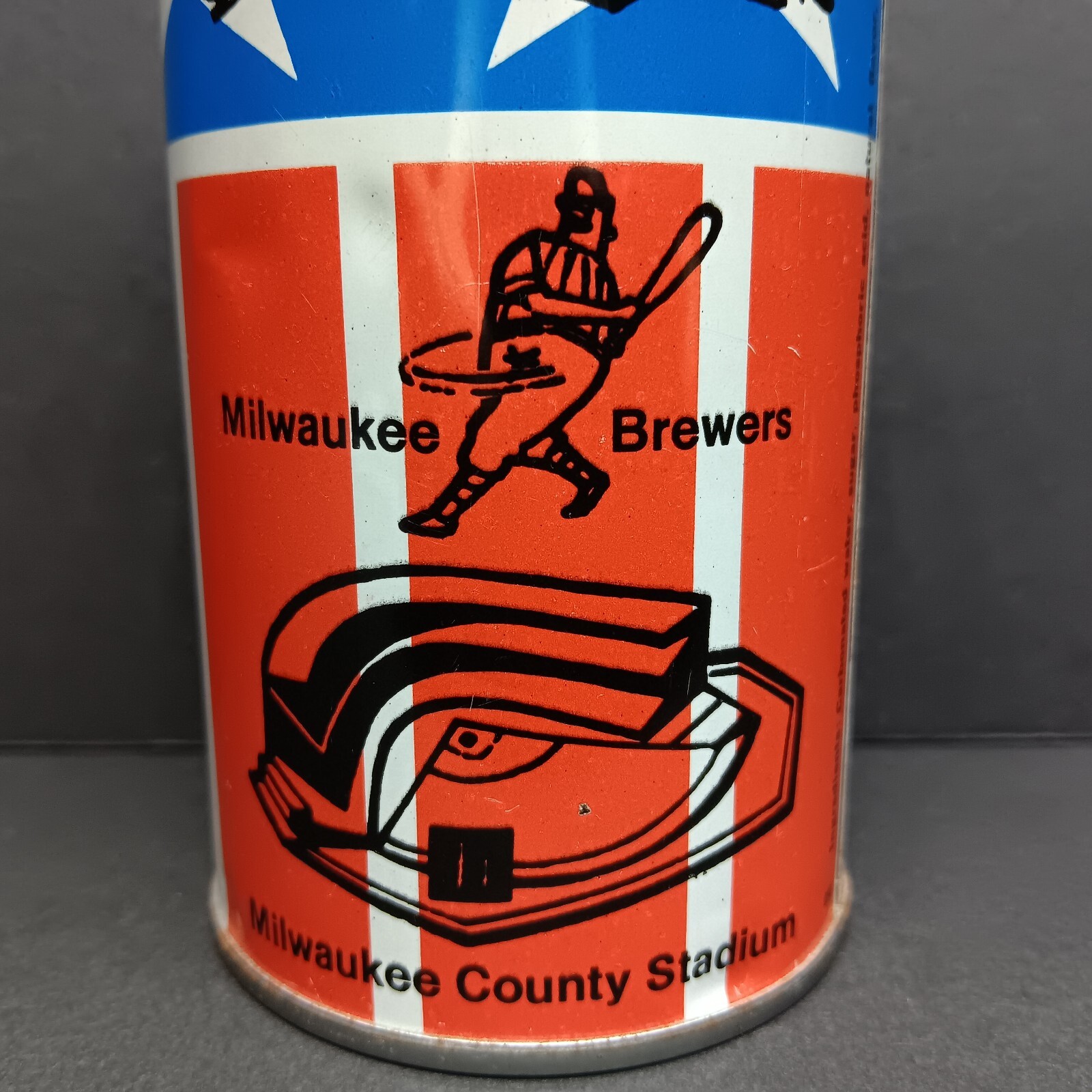 GRAF'S Soda Milwaukee Brewers County Stadium Can Barrel Man All Star Game 1975