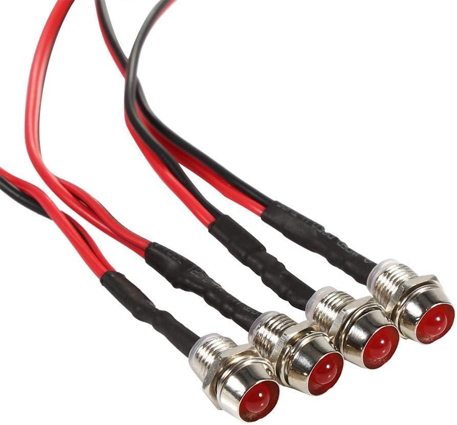 10x Car Boat LED Indicator Lights 12V 1.8W Pilot Dash Panel Warning Lamp RED 8mm