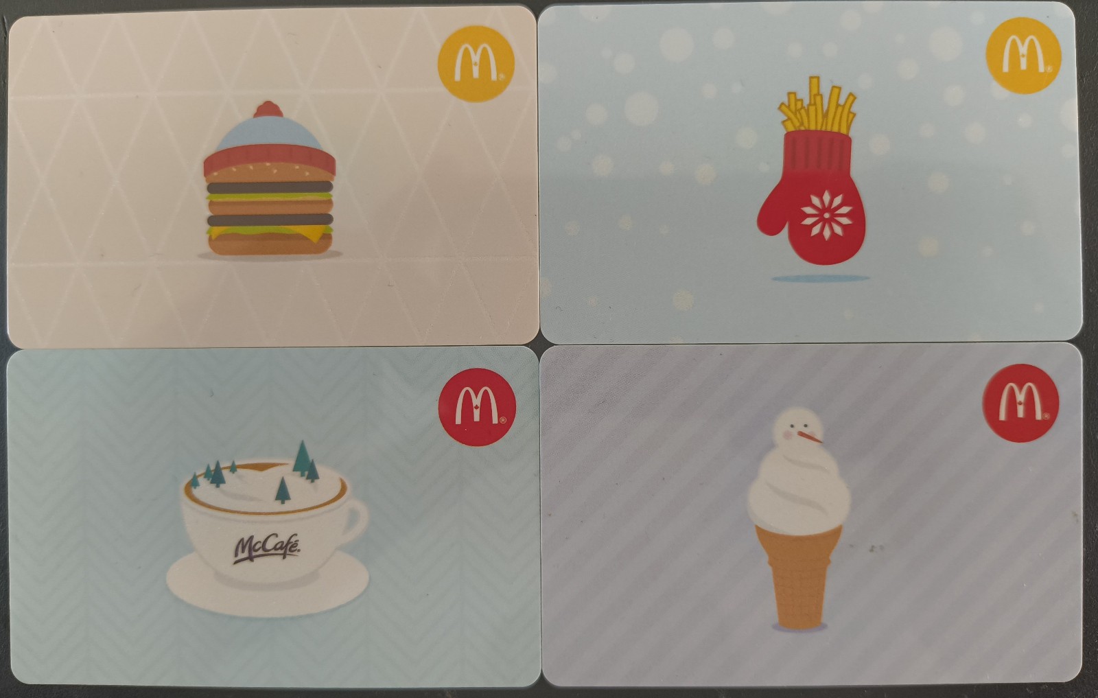 4 Canada Mcdonald's gift cards from 2018 - full set of 4 Christmas