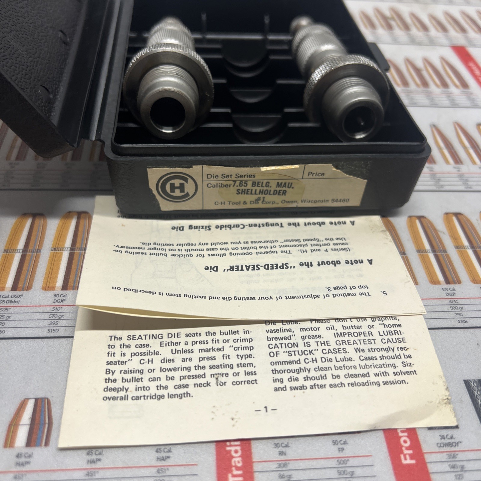 C&H TOOL & DIE 7.65 MAUSER   2 / DIE  SET  RELOADING NICE