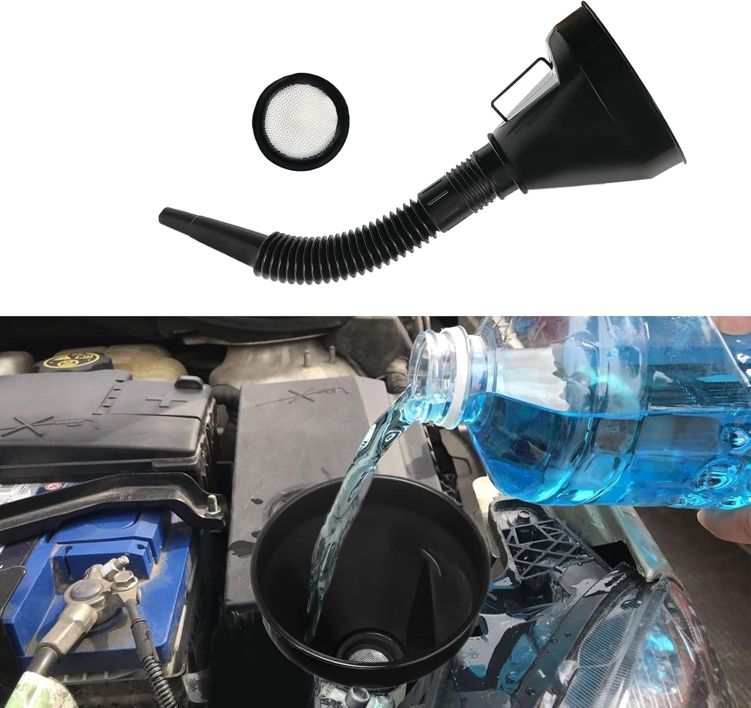 Flexible Large Funnel Oil Water Gas Fuel Spout Funnel for Car Motorcycle Boat