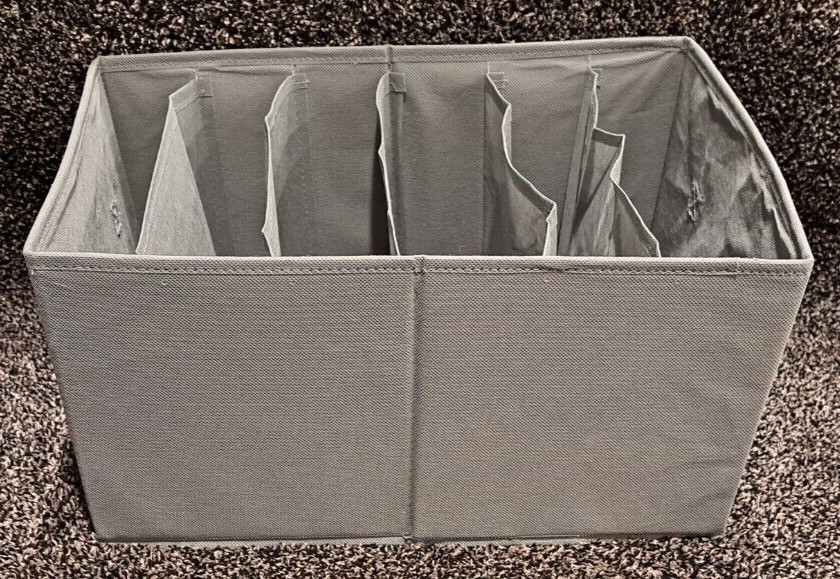 4Pk Foldable Bins - Fabric Divided Clothes Organizer, 6 Compartment