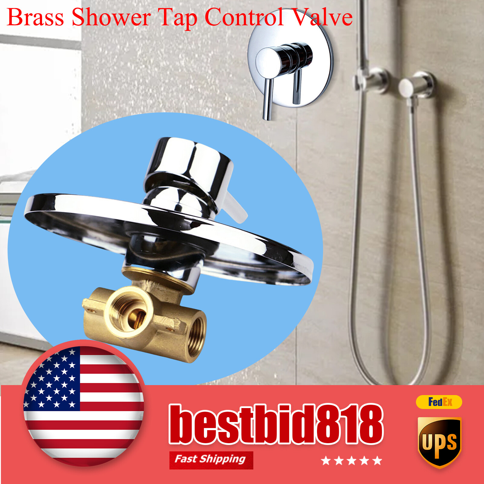 Shower Faucet Control Valve Single Handle Hot & Cold Mixer Control Valve Brass