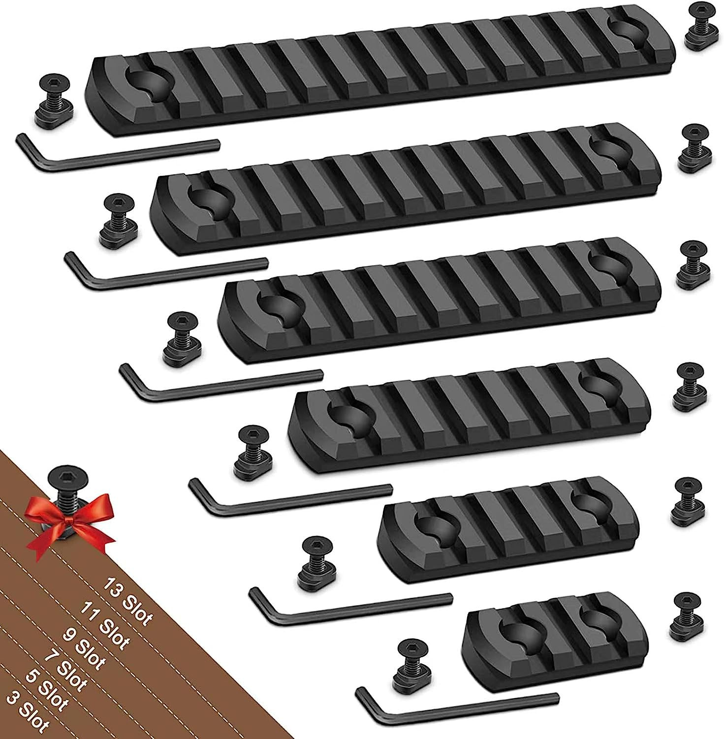 Single Picatinny Aluminum Accessory Rail Set for Mlock 3 5 7 9 11 13 Slots With