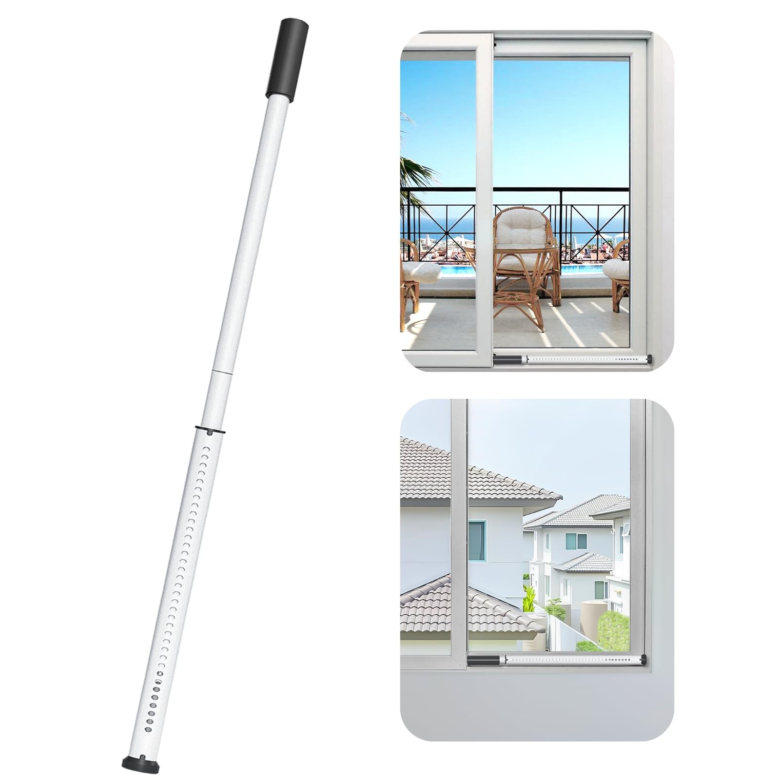 AceMining 1 Pack Sliding Door Security Bar, Patio Lock, 1 Pack, White