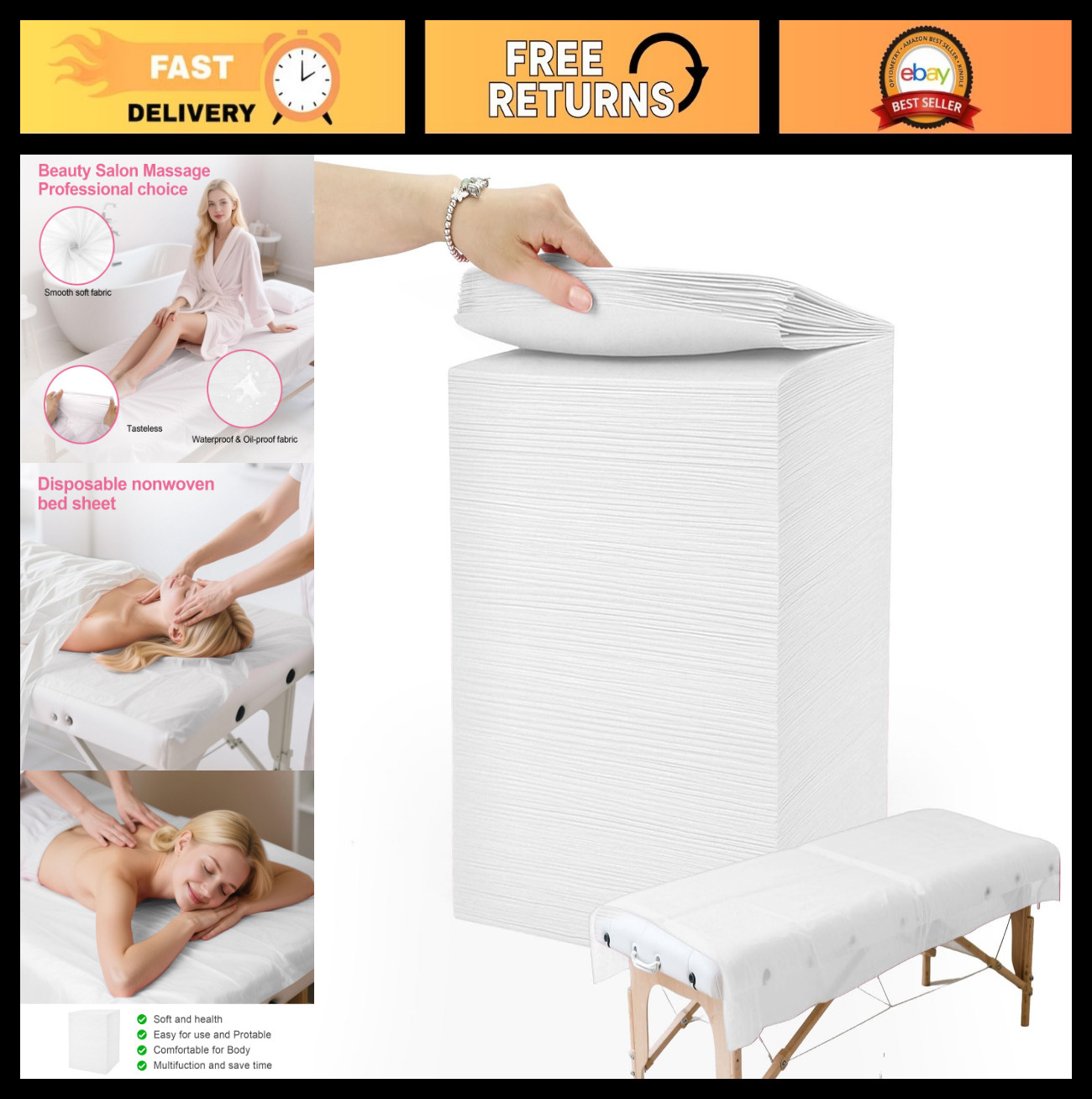200 Disposable Massage Table Sheets 31"x71" - Non-Woven Spa Bed Covers, Hygienic