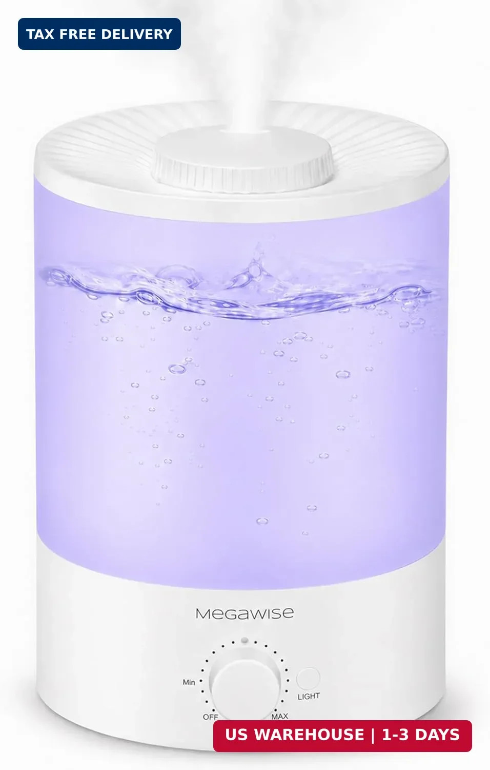 MegaWise Healthy Top-Refill Cool Mist Humidifiers for Bedroom, 24dB Ultrasonic A
