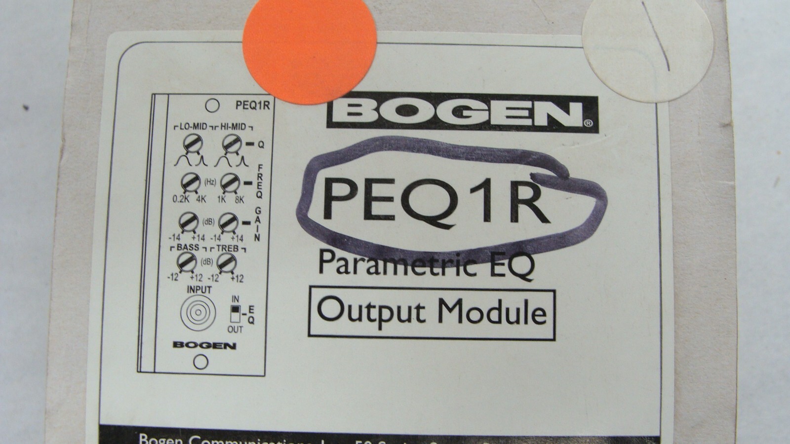 Bogen Communications PEQ1R Parametric Equalizer Module NEW NOS