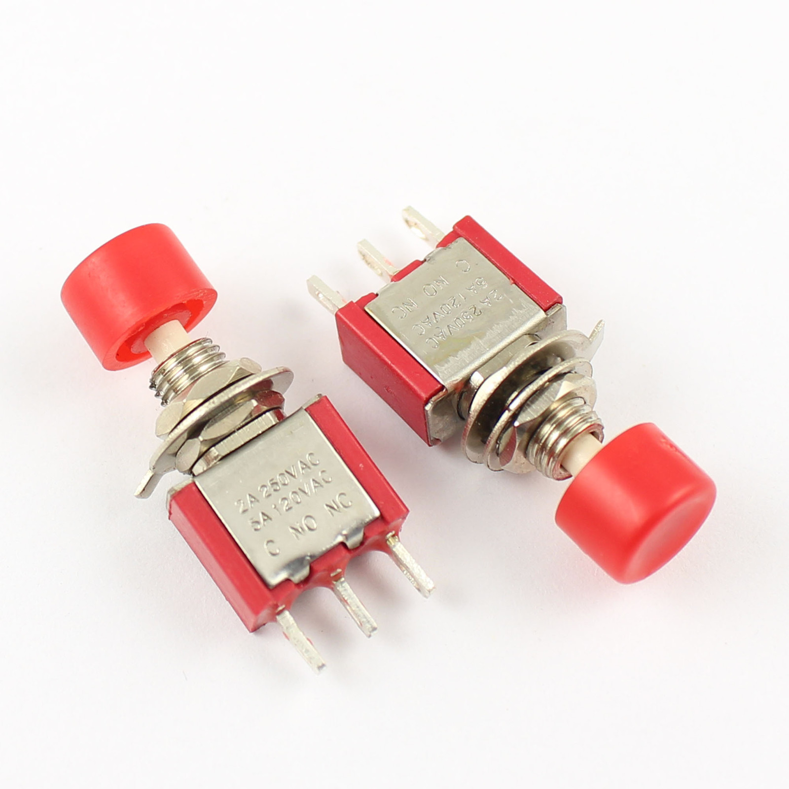 10Pcs Momentary Red Push Button Switch 3Pin SPDT