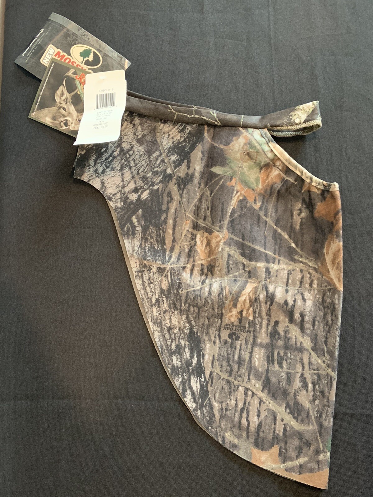 NOS Cabelas Mossy Oak Hunting Cap Strap Face Mask Men One Size Camo Made USA