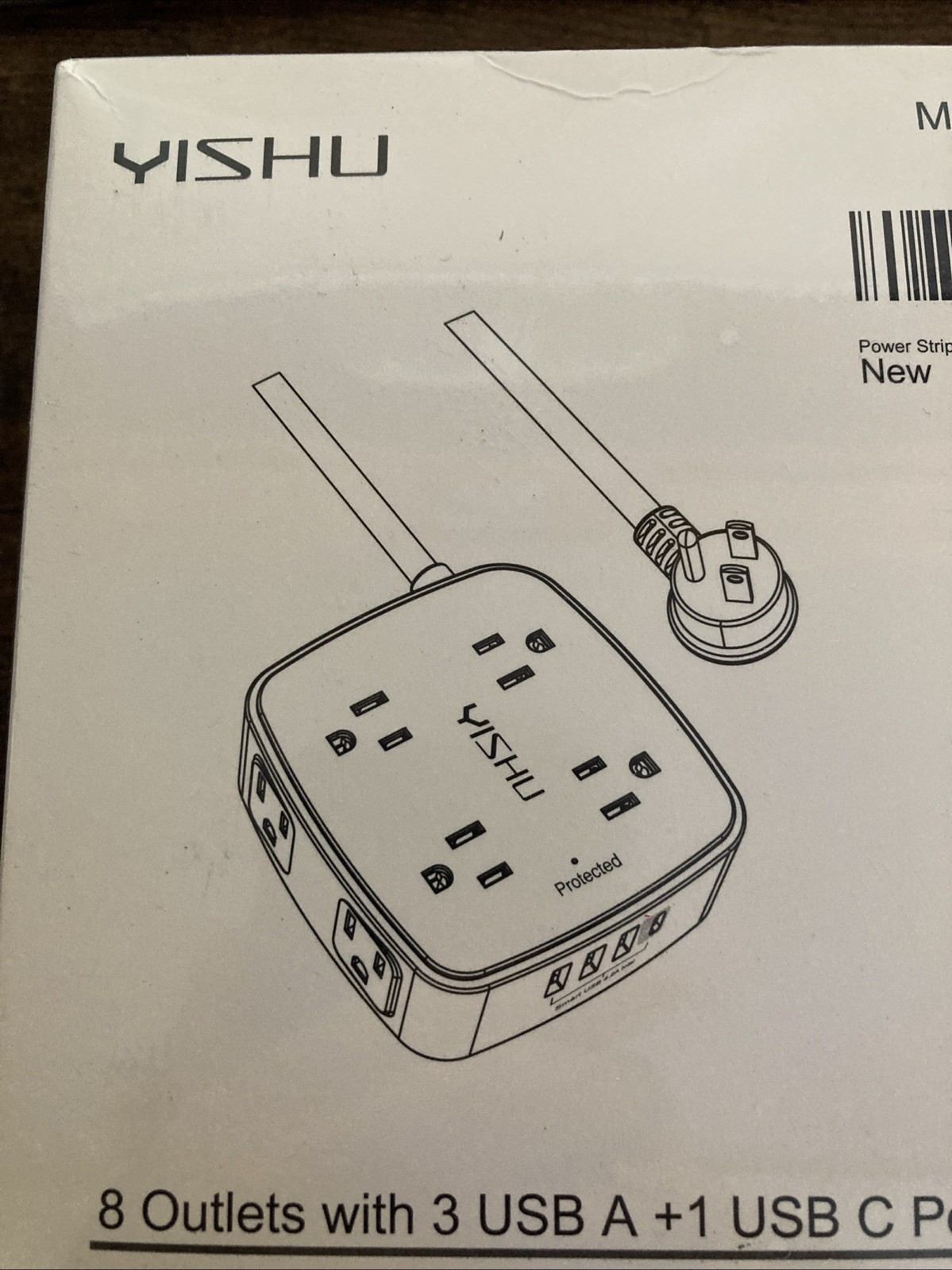 Yishu Power Strip NEW Sealed 8 Outlets 3 USB-A 1 USB-C AHR-803 Surge