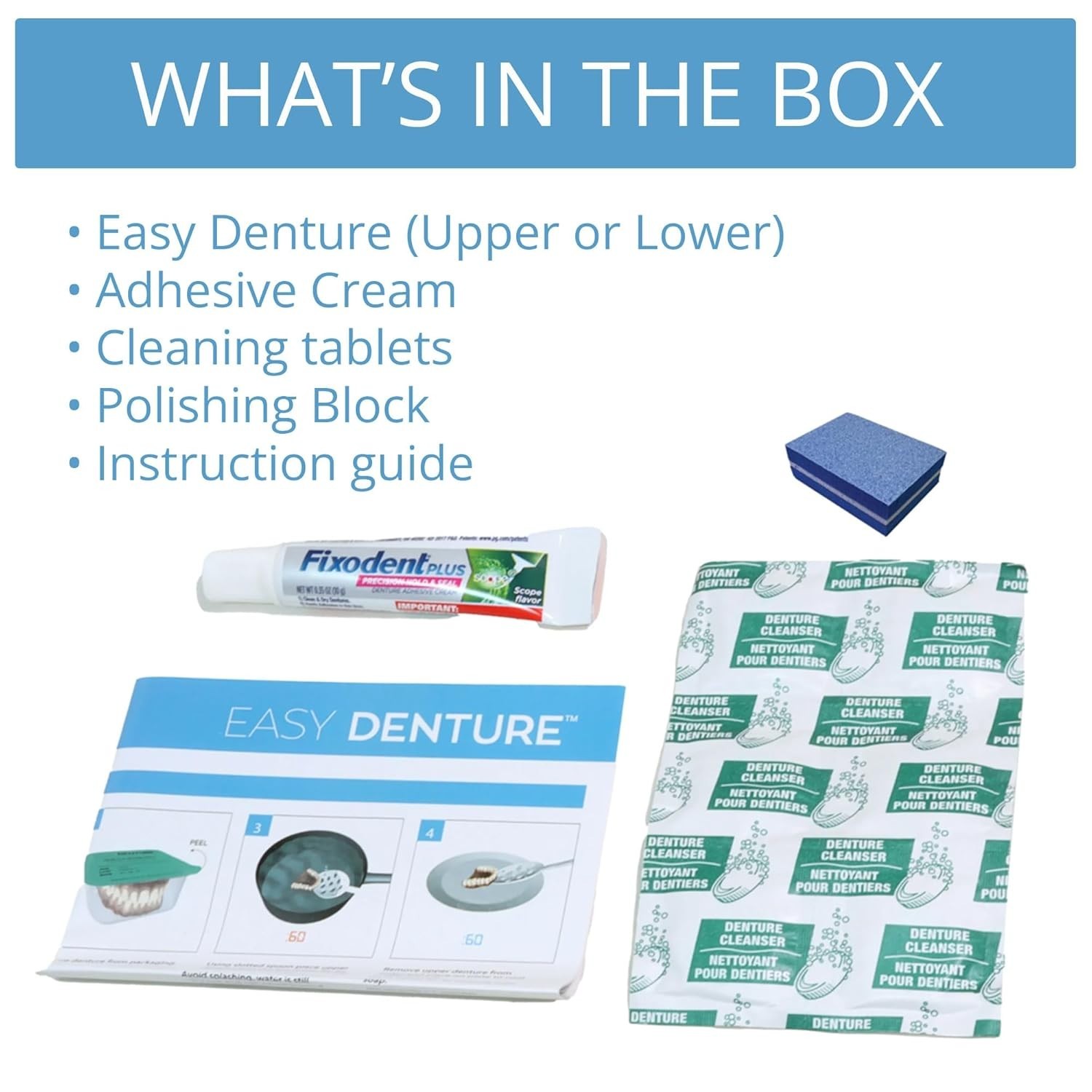 Comfort Adjustable Denture, Medium/Large, for Easy Home Fitting & Natural Look