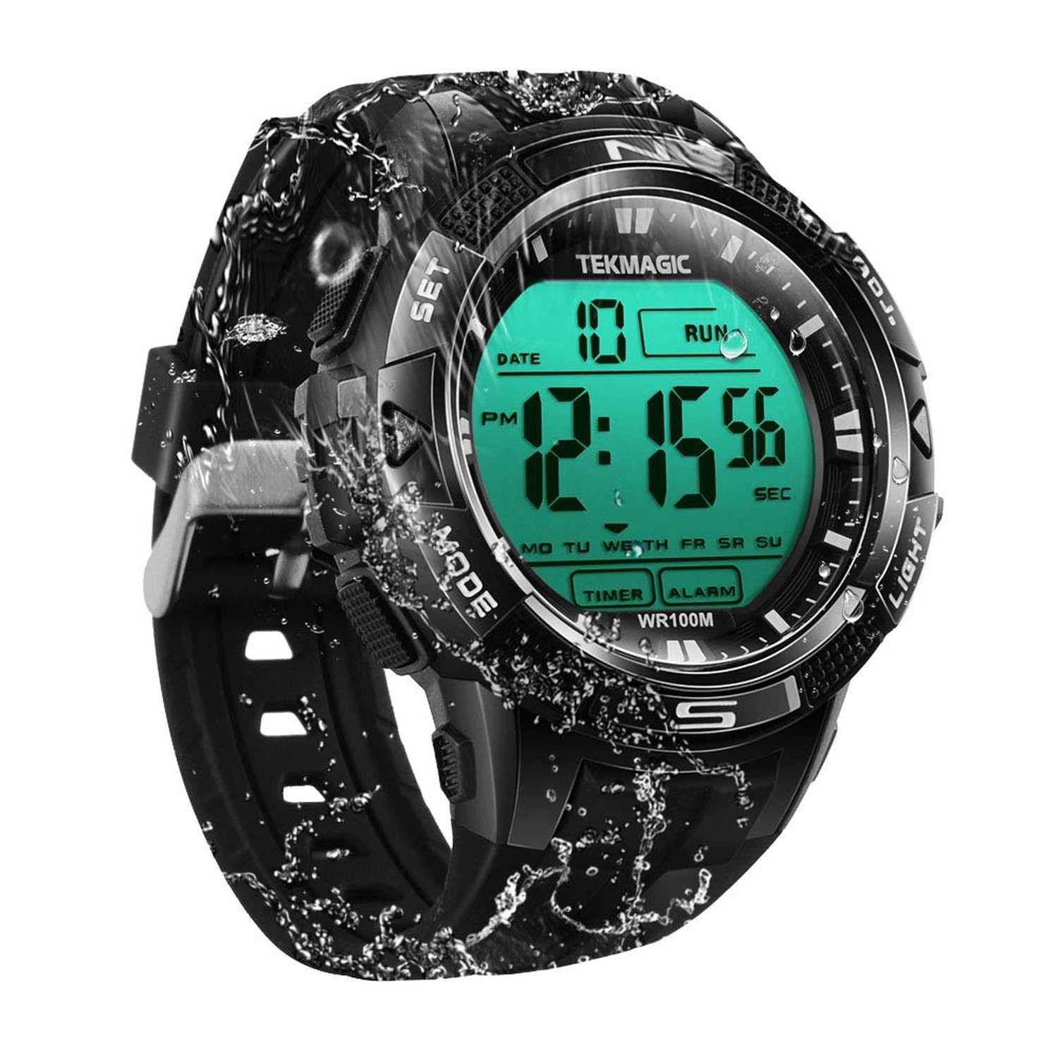 10ATM Waterproof Sport Watch for Swimming Diving with Stopwatch, 12/24 Hour F...