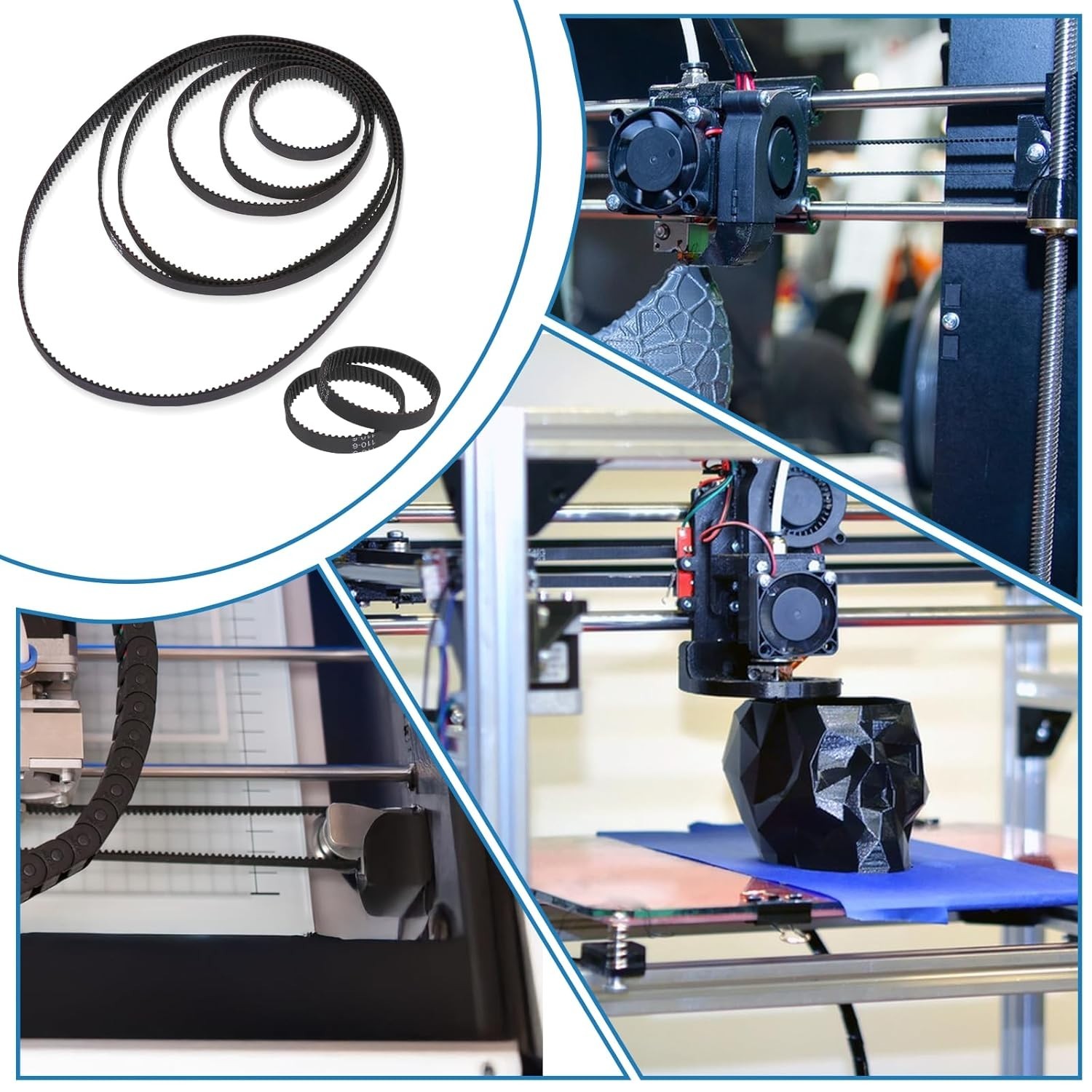 Precision-engineered GT2 Timing Belts Set – 8 Sizes for 3D Printing Excellence