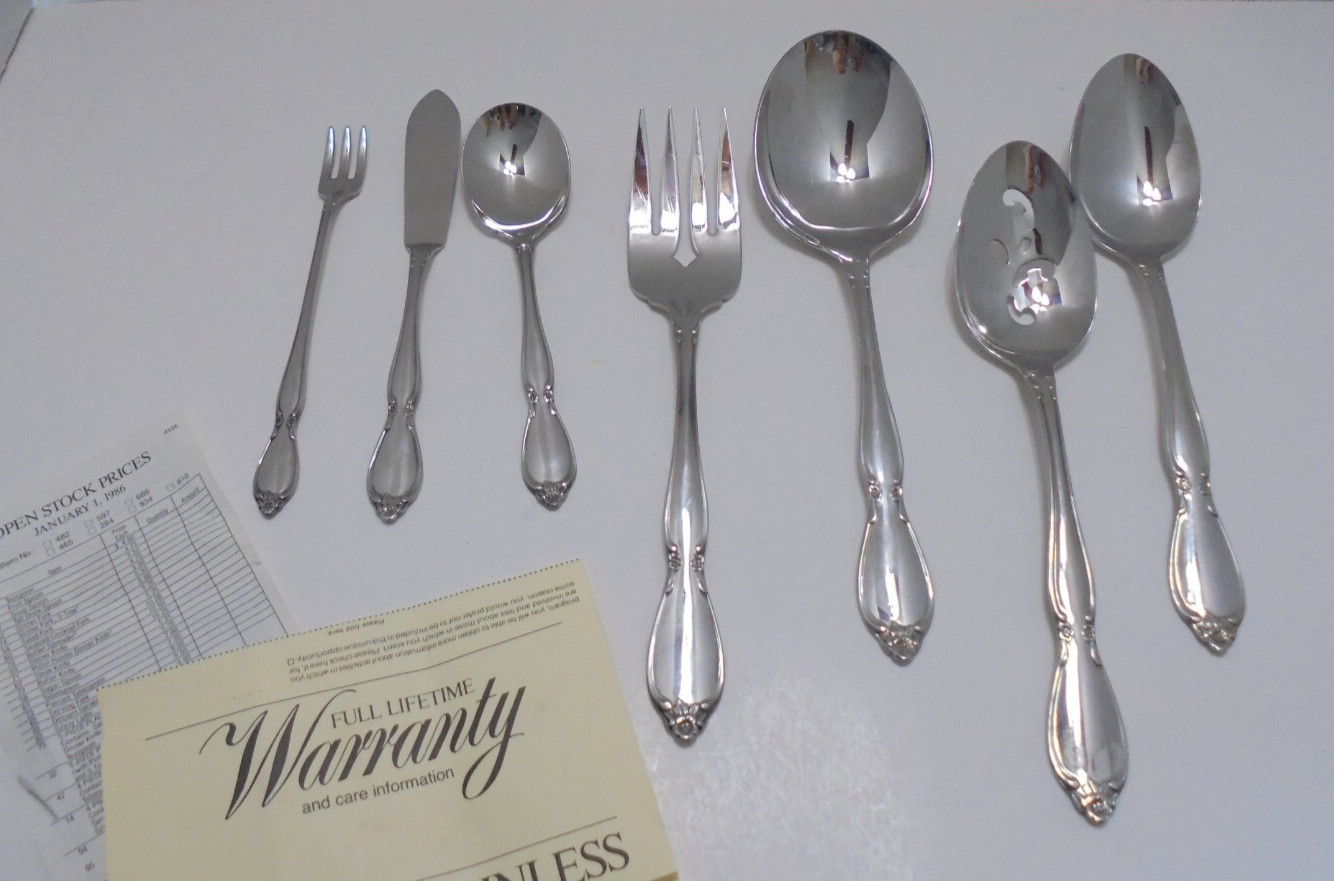 7 Oneida Community Stainless Chatelaine  Serving Pieces