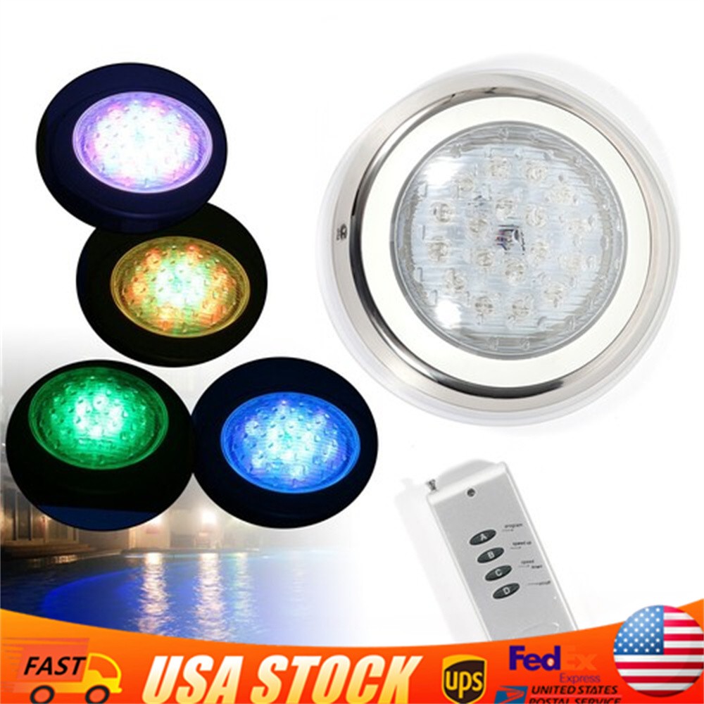 54W RGB LED Swimming Pool Light Underwater SPA Waterproof Lamp W/ Remote Control