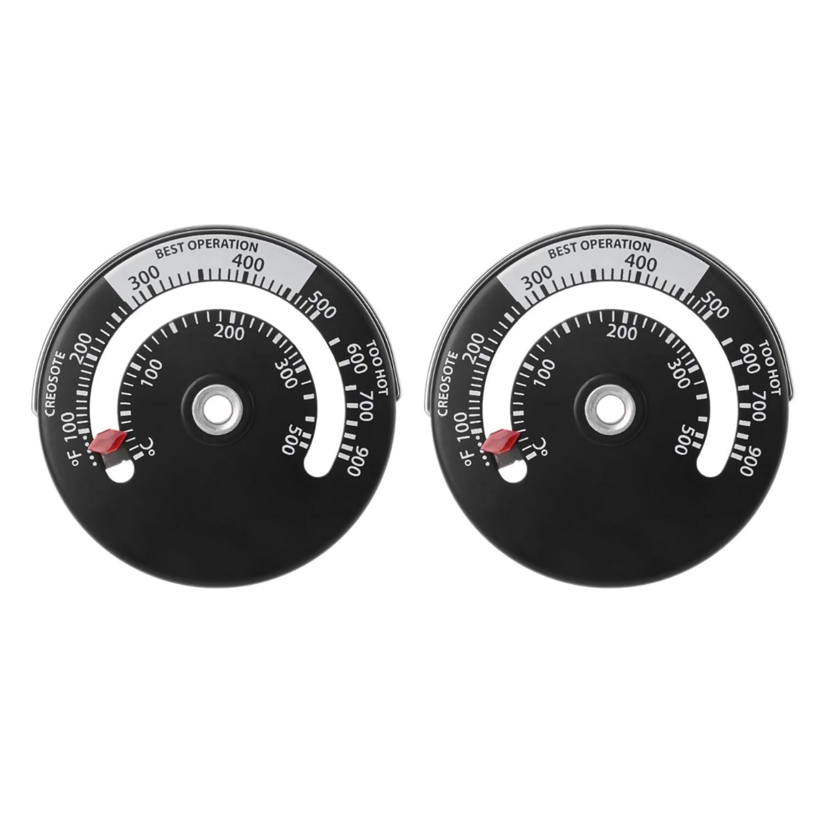 Magnetic Wood Stove Pipe Gauge Thermometer 2 Pieces Set for Fireplace Heating