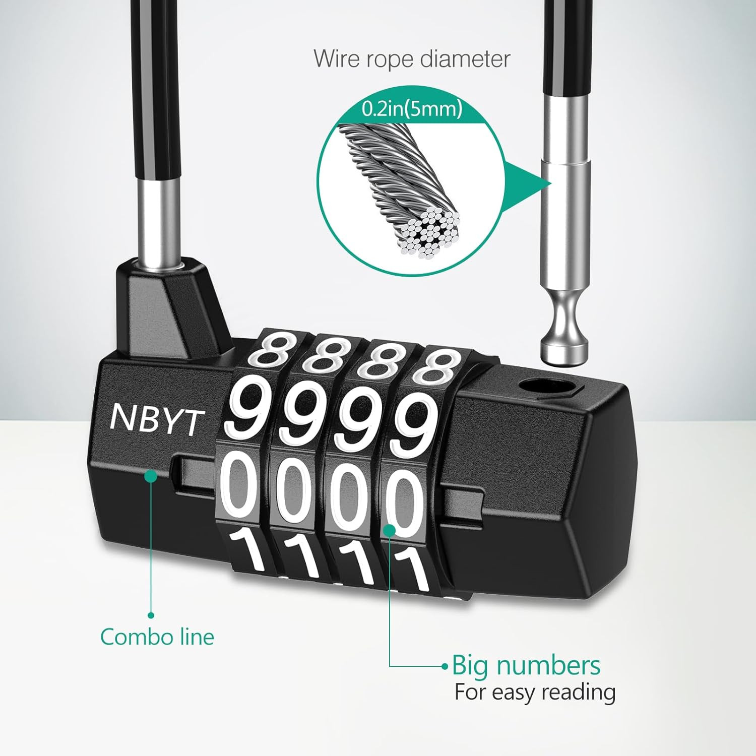 Long Shackle Combination Padlock, 4 Digit Resettable Code, Waterproof | Zinc All