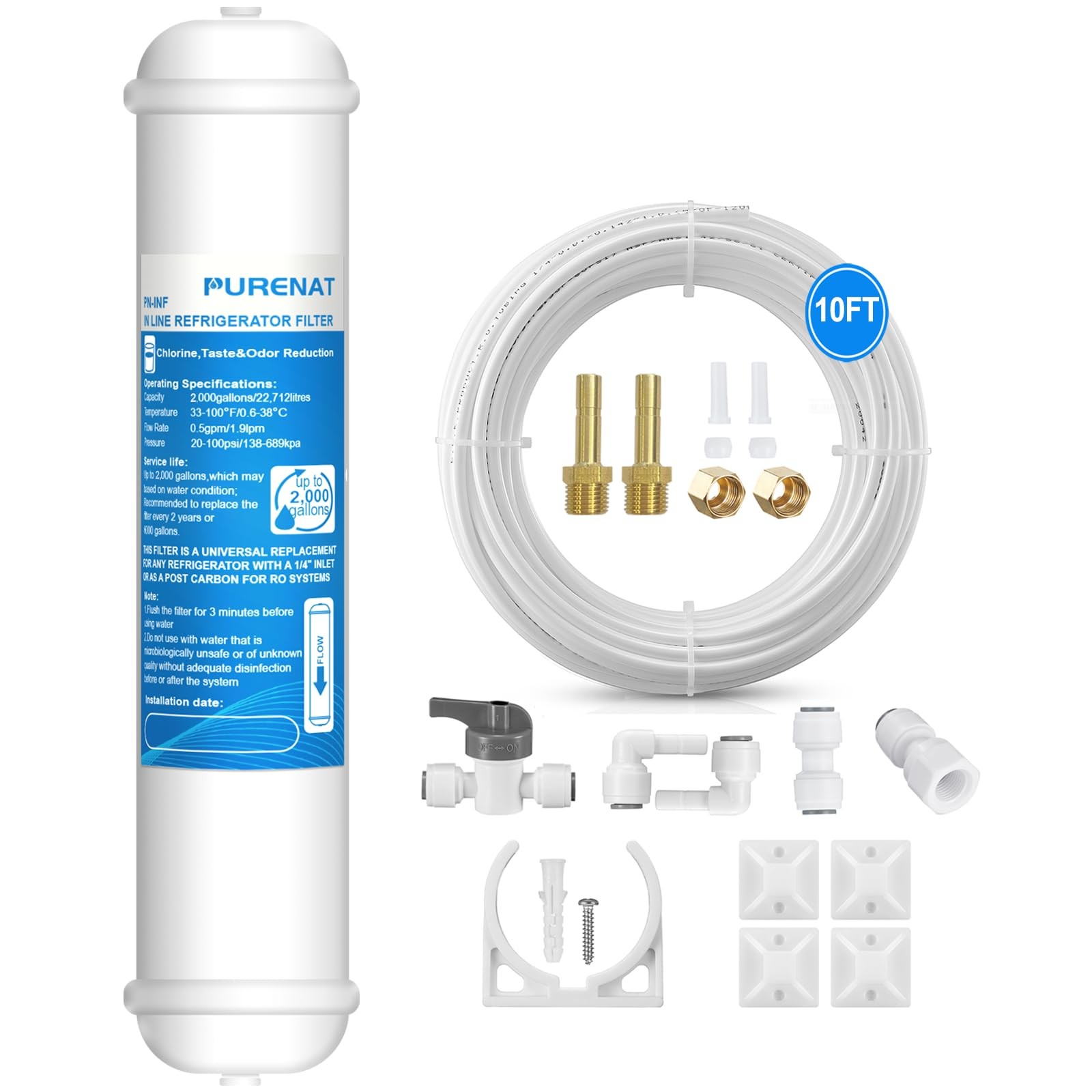 Inline Water Filter for Refrigerator and Ice Maker(1 Pack),1/4" Push Connect ...