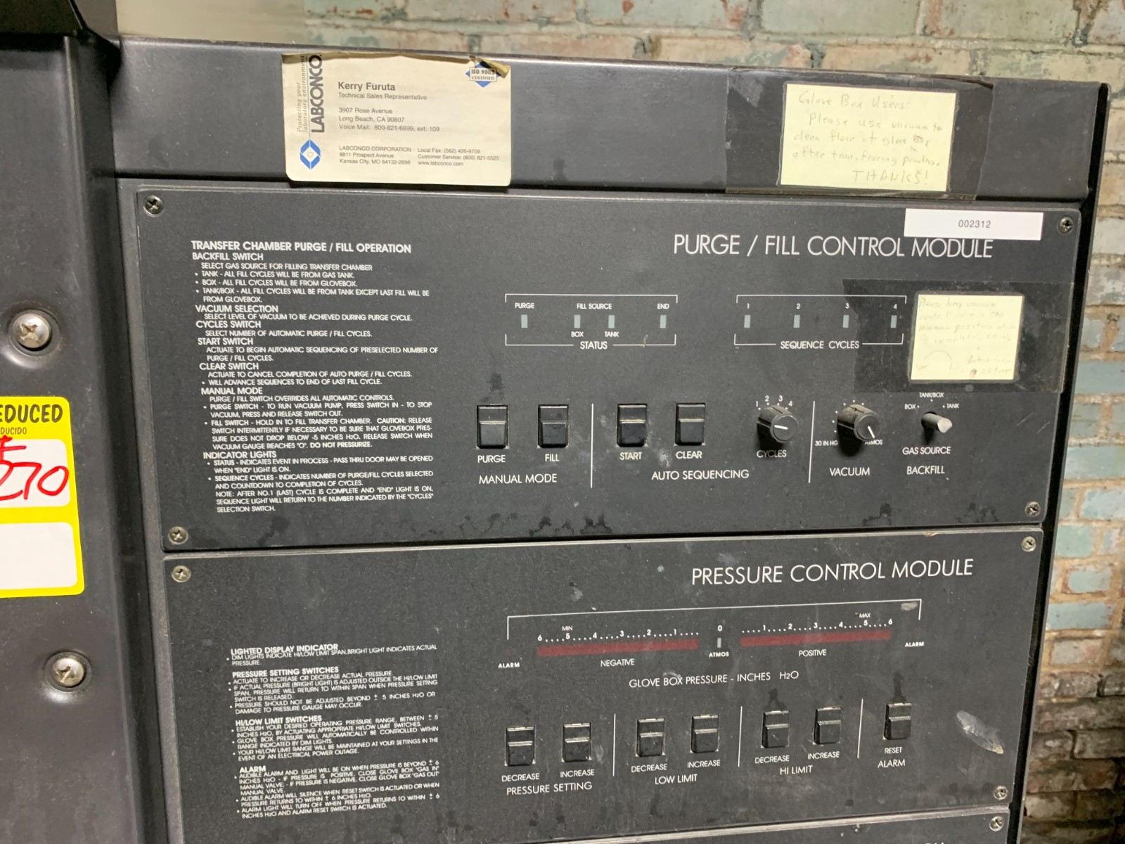 Labconco Controlled Atmosphere Glove Box Model 5080100