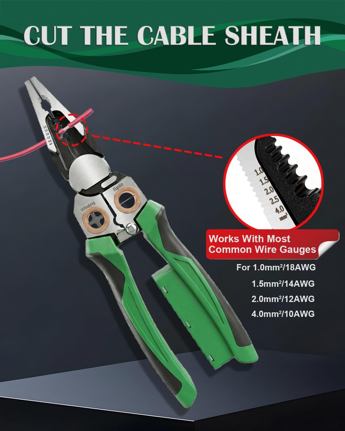 8-in-1 Wire Stripper with Voltage Tester,Multi-function Electric Pliers,Profe...