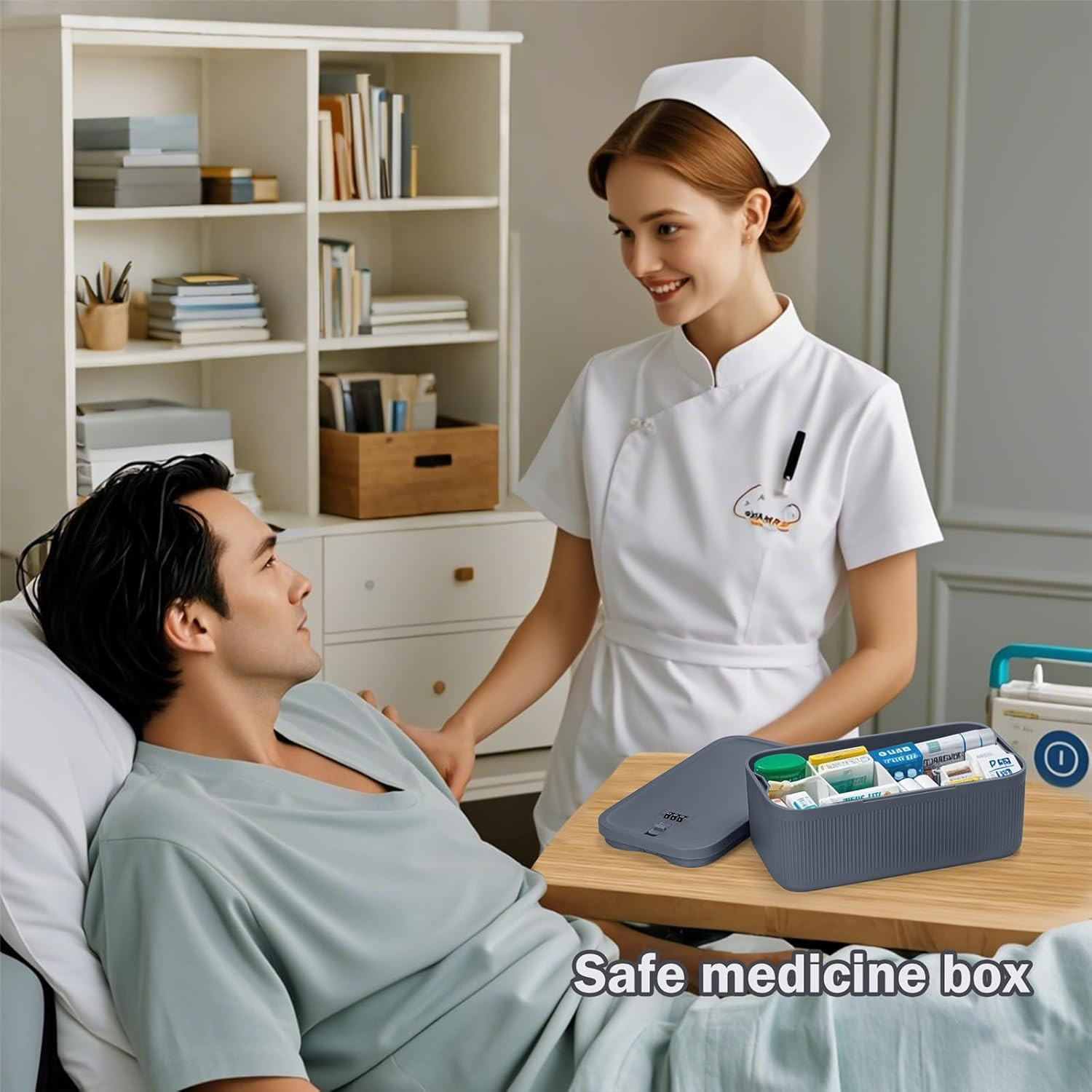 Medication Lock Box,Small Lockable Storage Box with Combination Code for Phone,M