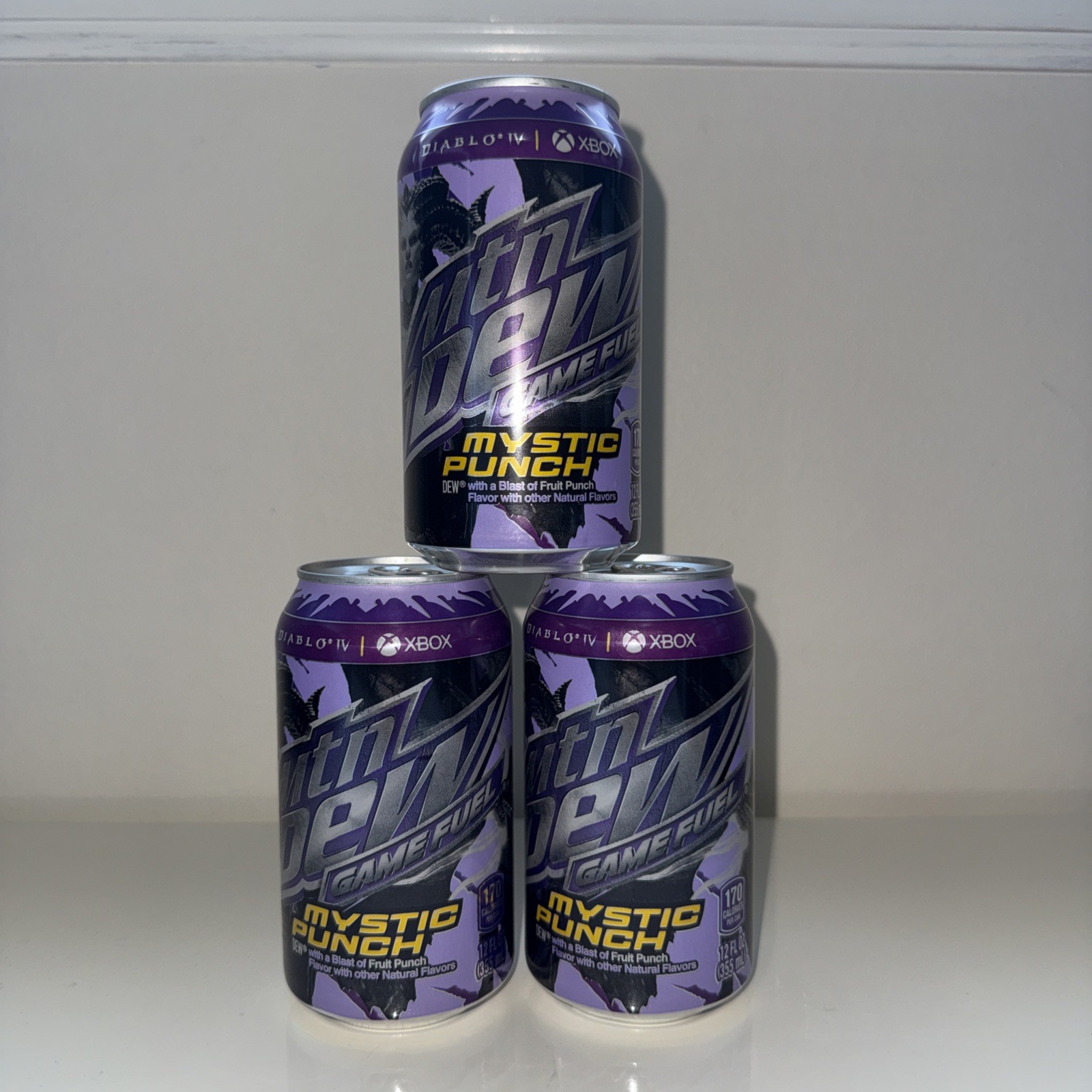 Unopened Mountain Dew Game Fuel Mystic Punch Diablo IV XBOX | 3 Cans 12 oz Each