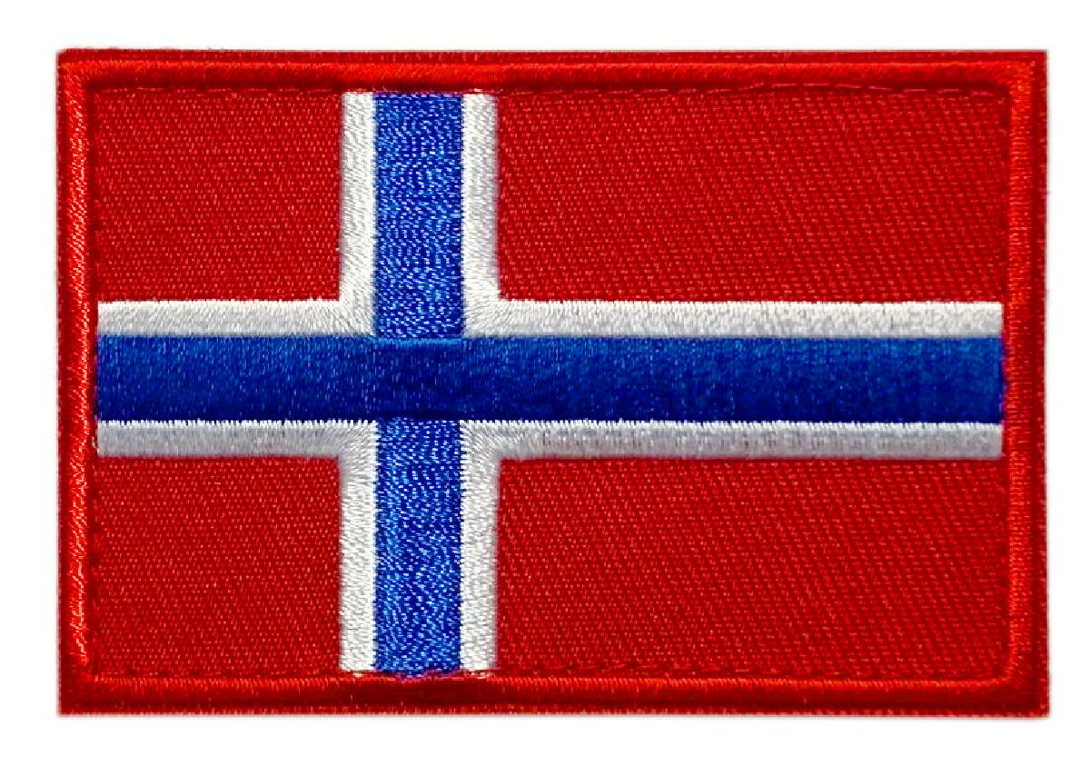 Norway Norwegian Flag Embroidered Patch [3.0 X 2.0 Hook Fastener - NF3]