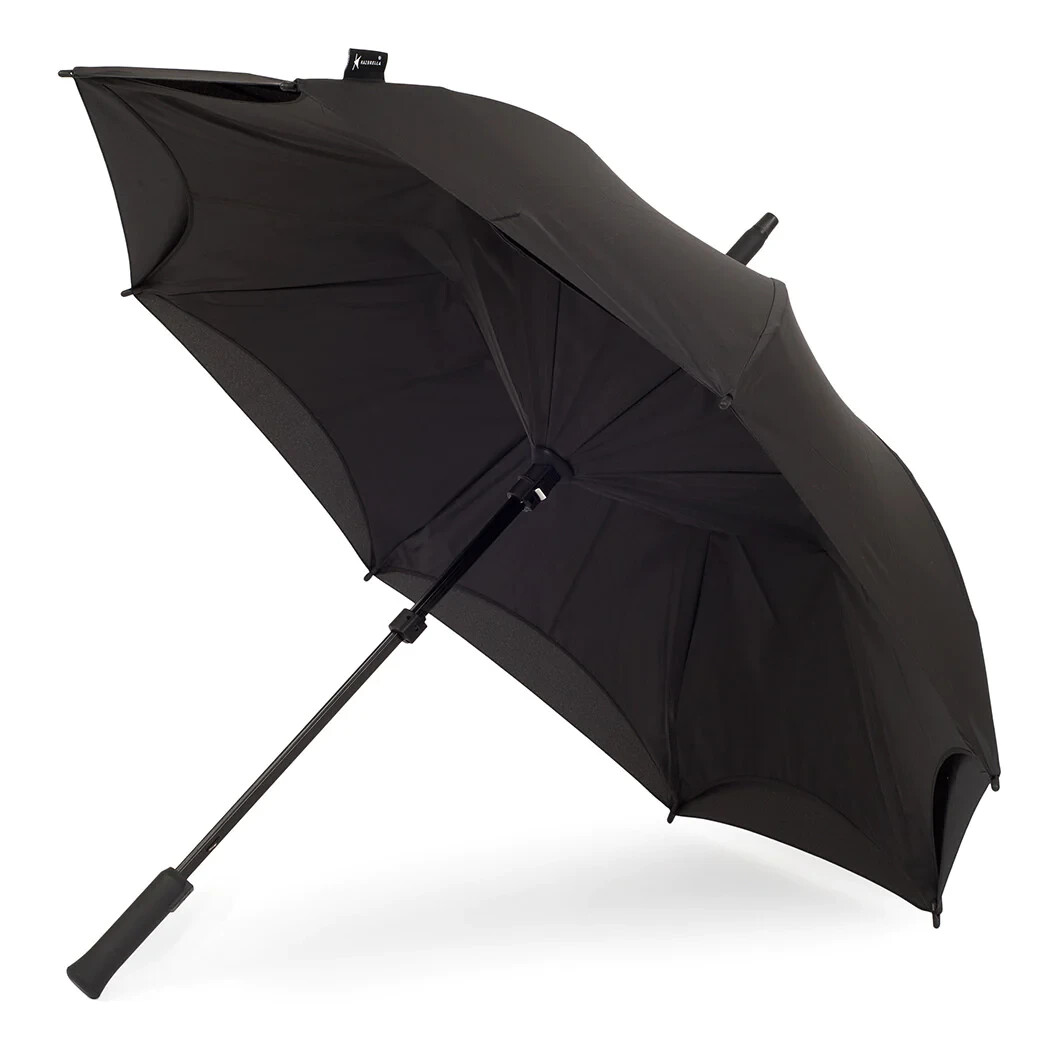 KAZbrella Black Reverse Folding Umbrella Straight Handle - Classic KAZbrella