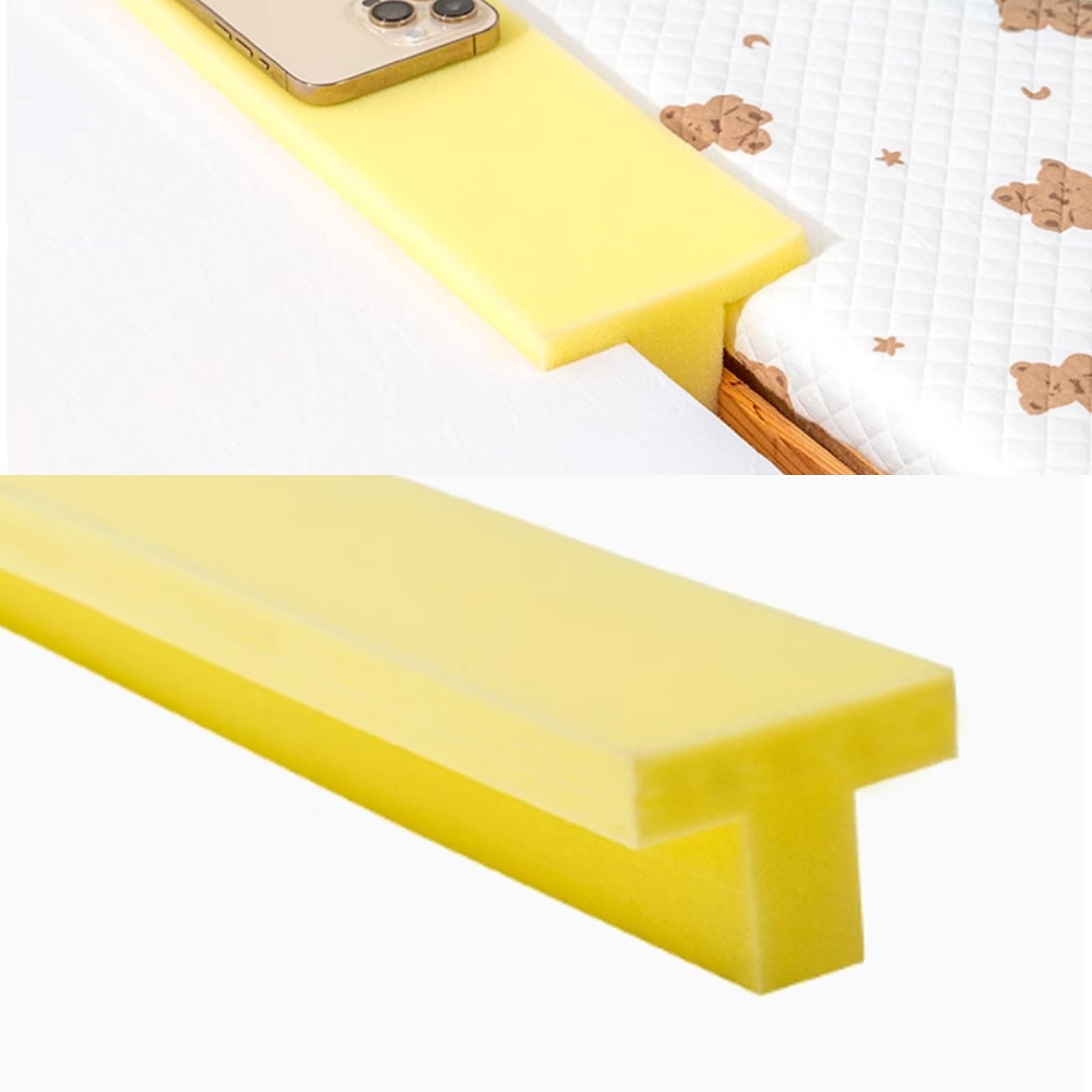 T-Shaped Bed Gap Filling for 1.2", 78.7" Long Mattress Wedge, Cuttable Foam H...