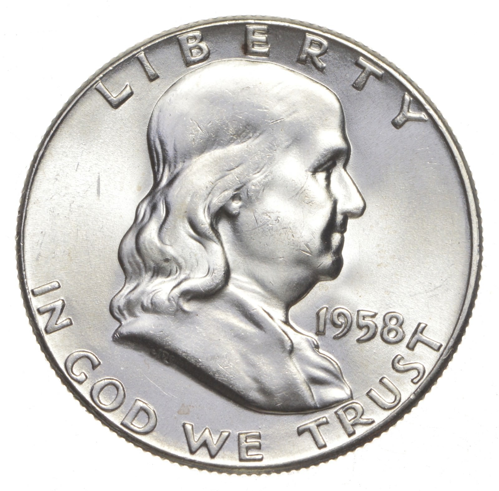 Choice Unc 1958-P Franklin Half Dollar Gem BU From Original Roll