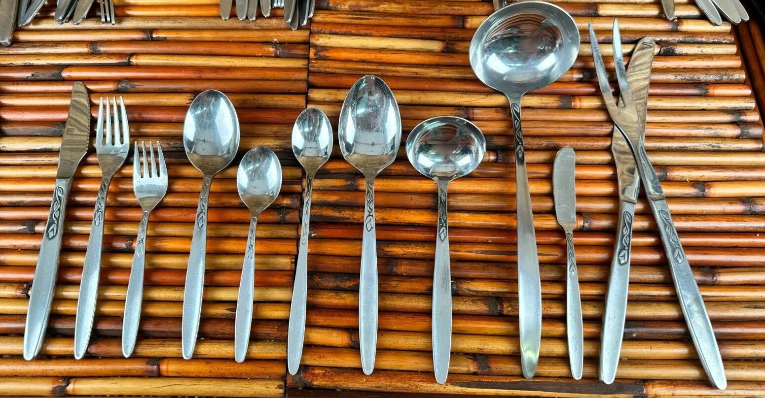 Amefa * TULIP TIME Black Accent Satin Stainless Flatware CHOICE - CHOOSE (81)