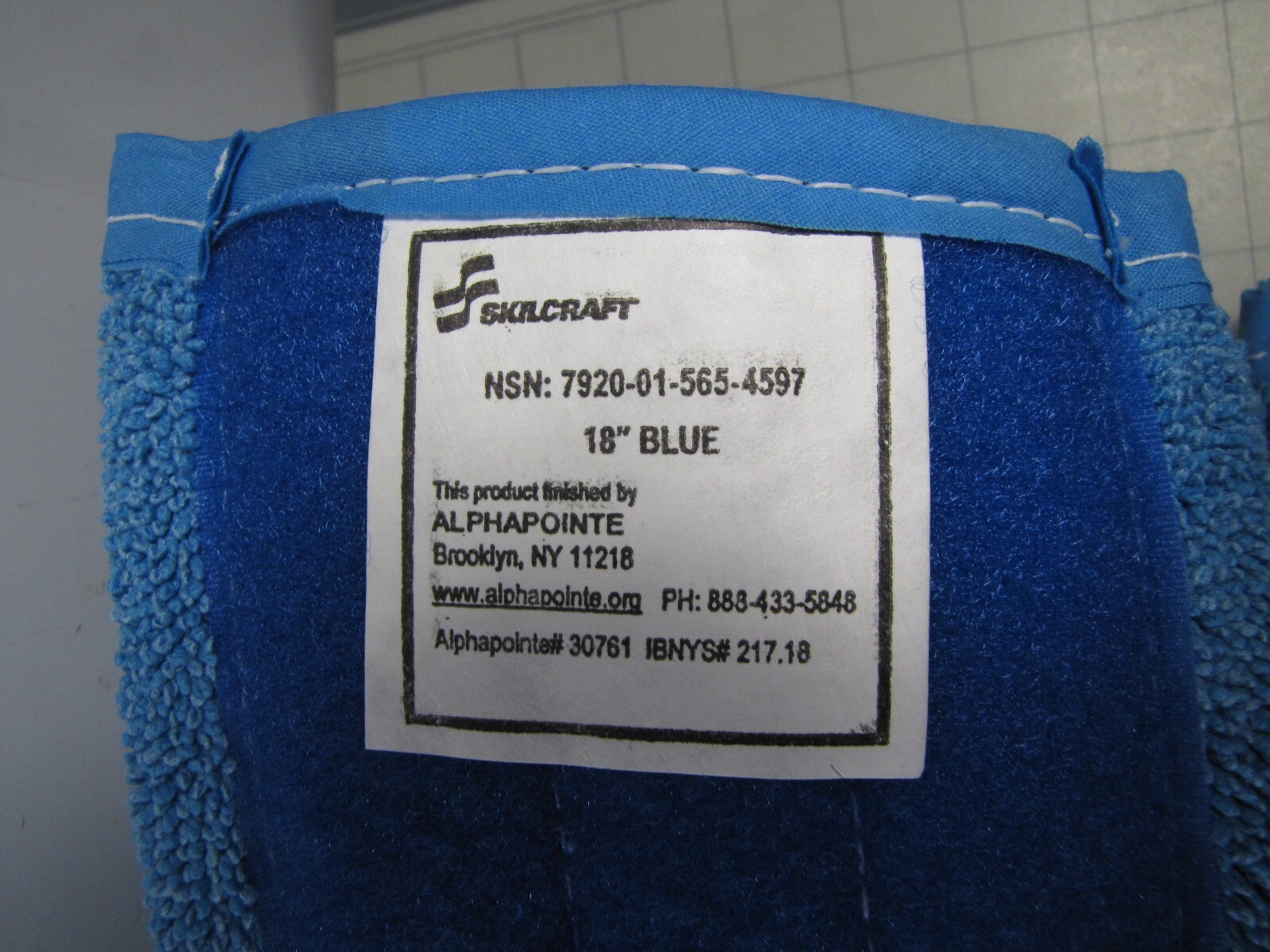12-pk Skilcraft 30761 18" Blue Flat Mop Head Hook & Loop Connection NEW