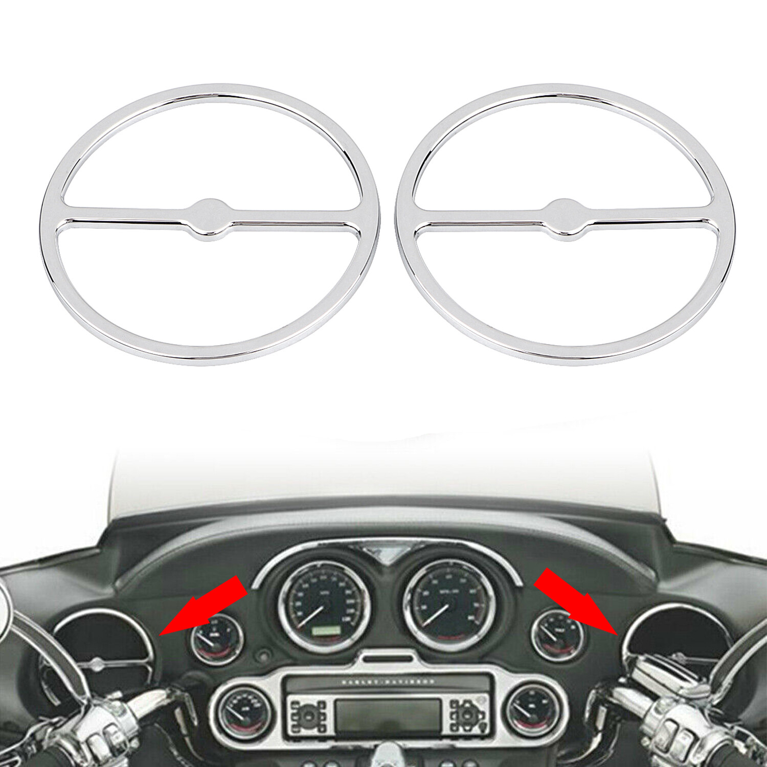 Chrome Front Speaker Grill Trim Cover For Harley Electra Tri Glide Ultra Classic