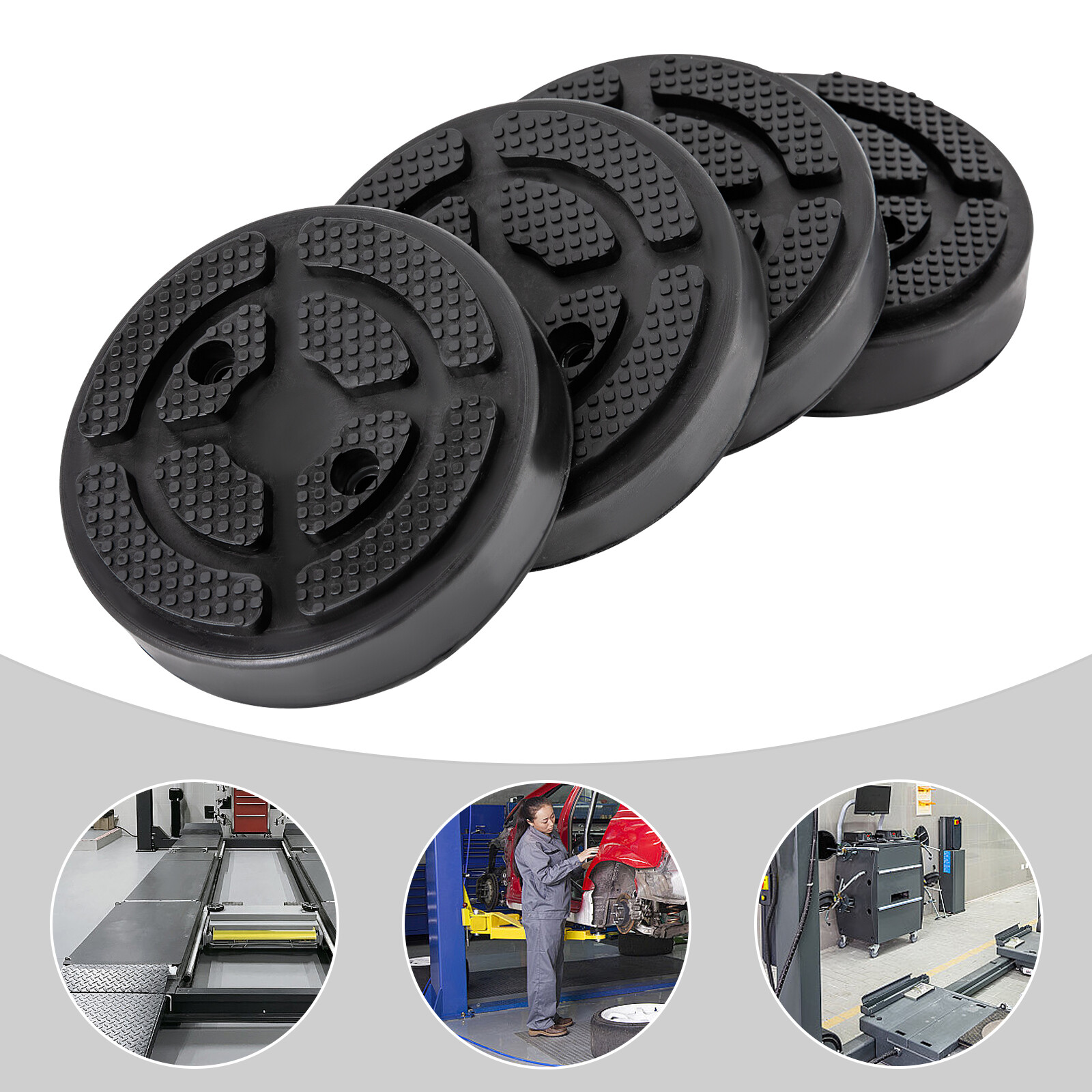 4Pcs Round Rubber Arm Pads Lift Pad Fit For Auto Lift Car Truck Hoist Heavy Duty