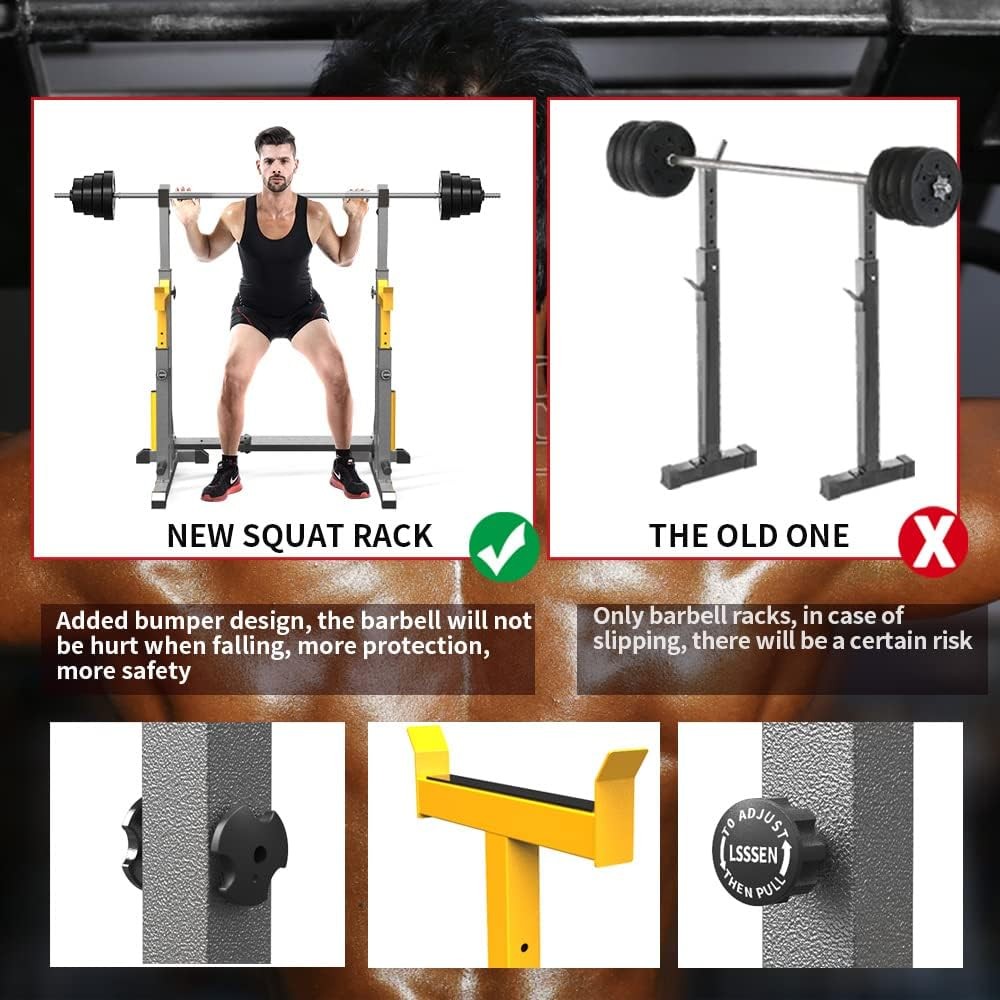 Adjustable Squat Rack Multi-Function Barbell Rack 690lb Home Gym Workout