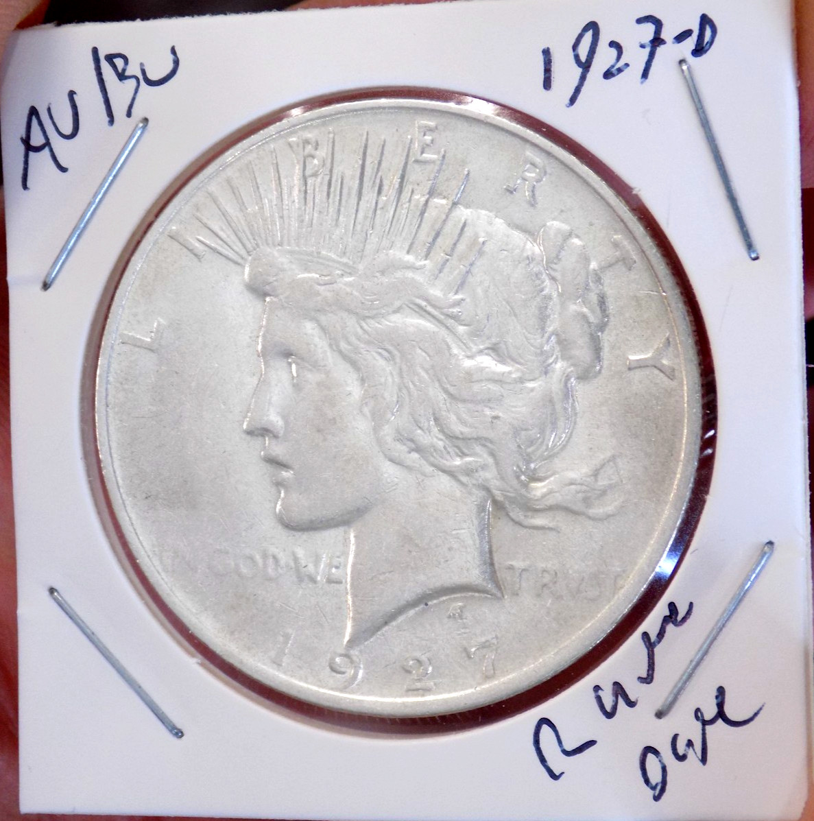 PEACE SILVER DOLLAR 1927 D NICE AU/BU RARE DATE NICE COIN!