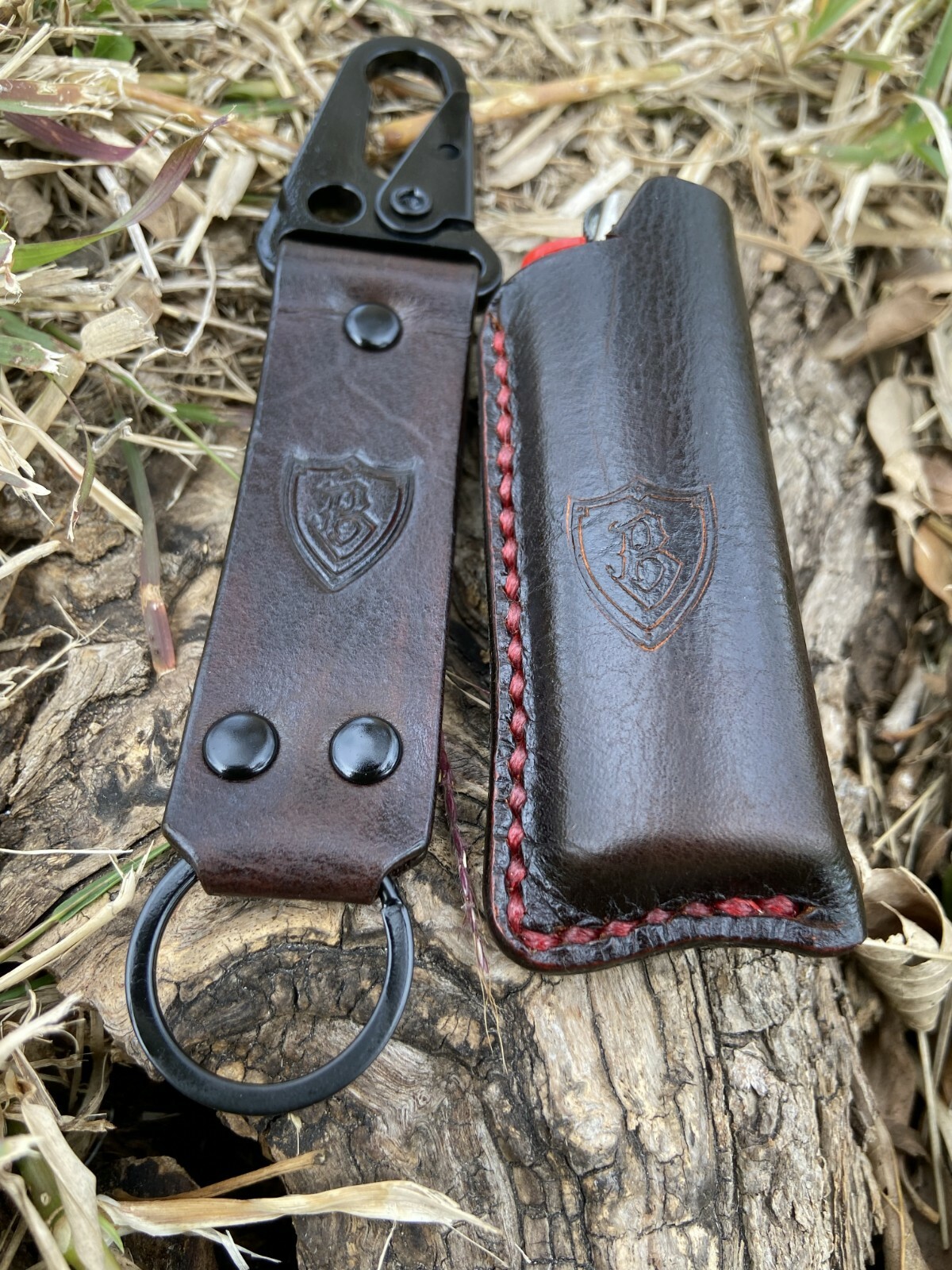 Black Leather BIC Lighter Case with Black Metal Belt Clip