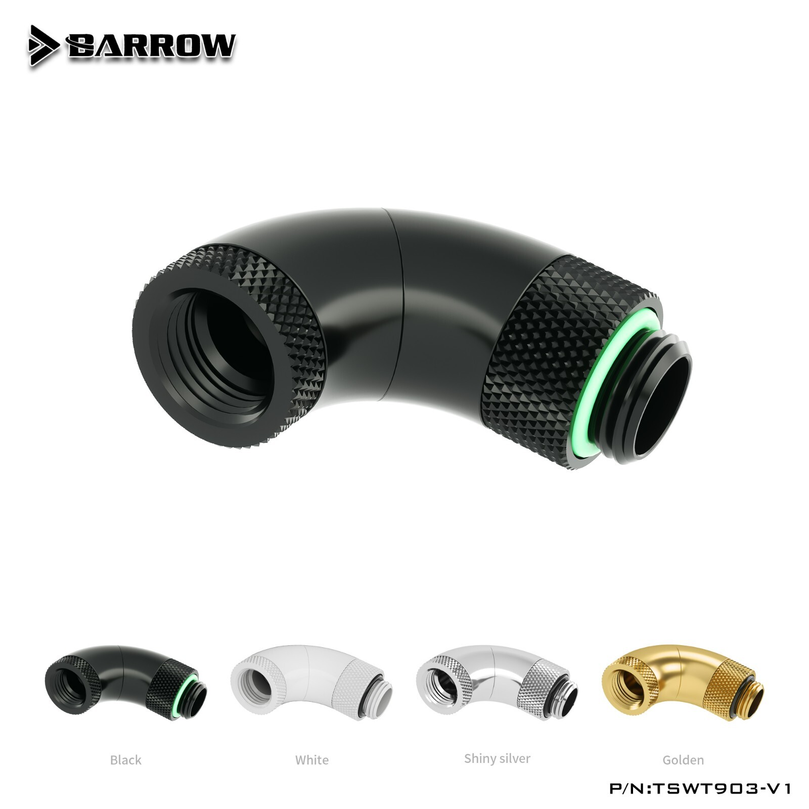 Barrow G1/4" 90° Snake Triple Rotary Adapter 90 Degree Fitting Male to Female